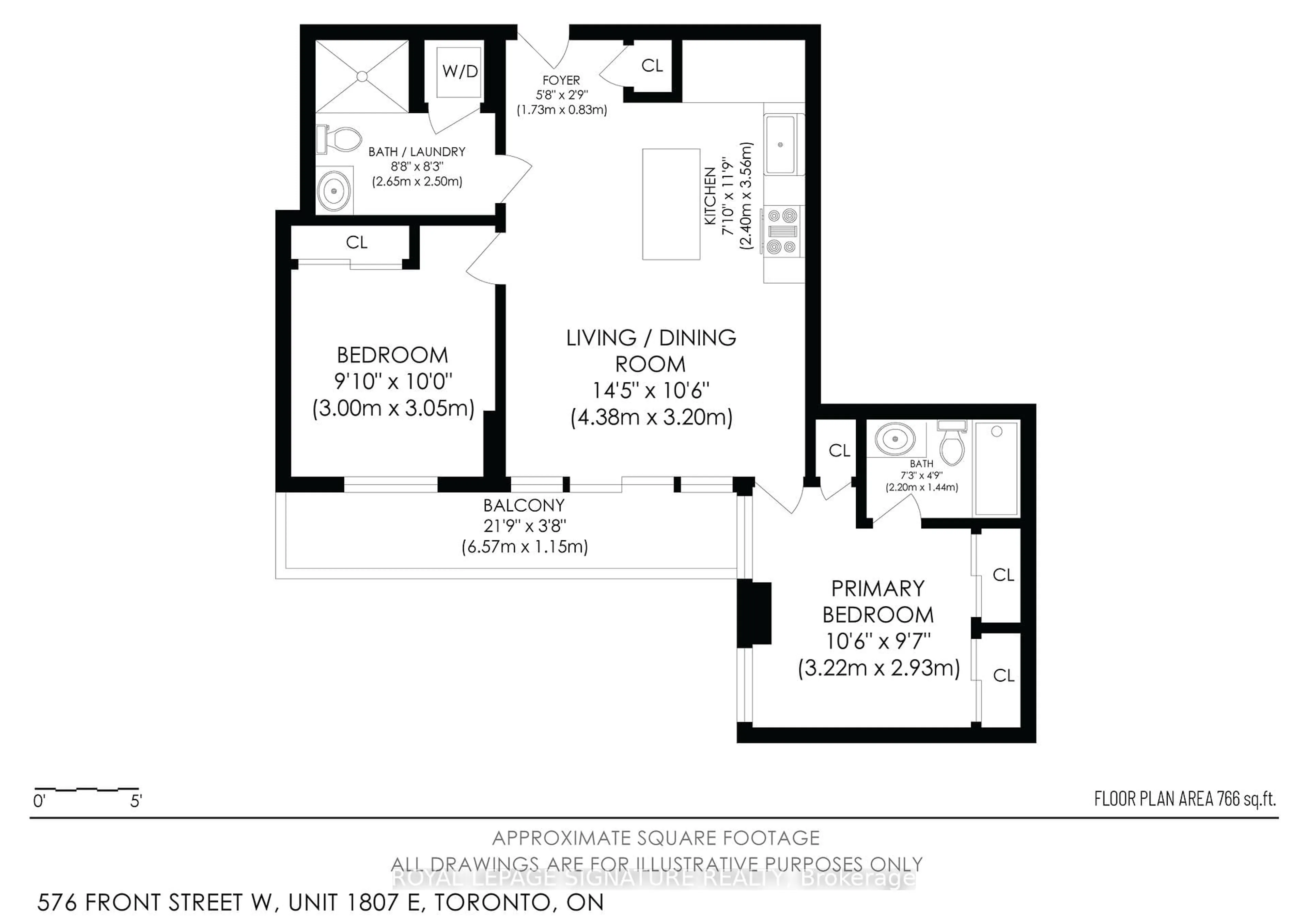 Floor plan for 576 Front St #1807E, Toronto Ontario M5V 0P8
