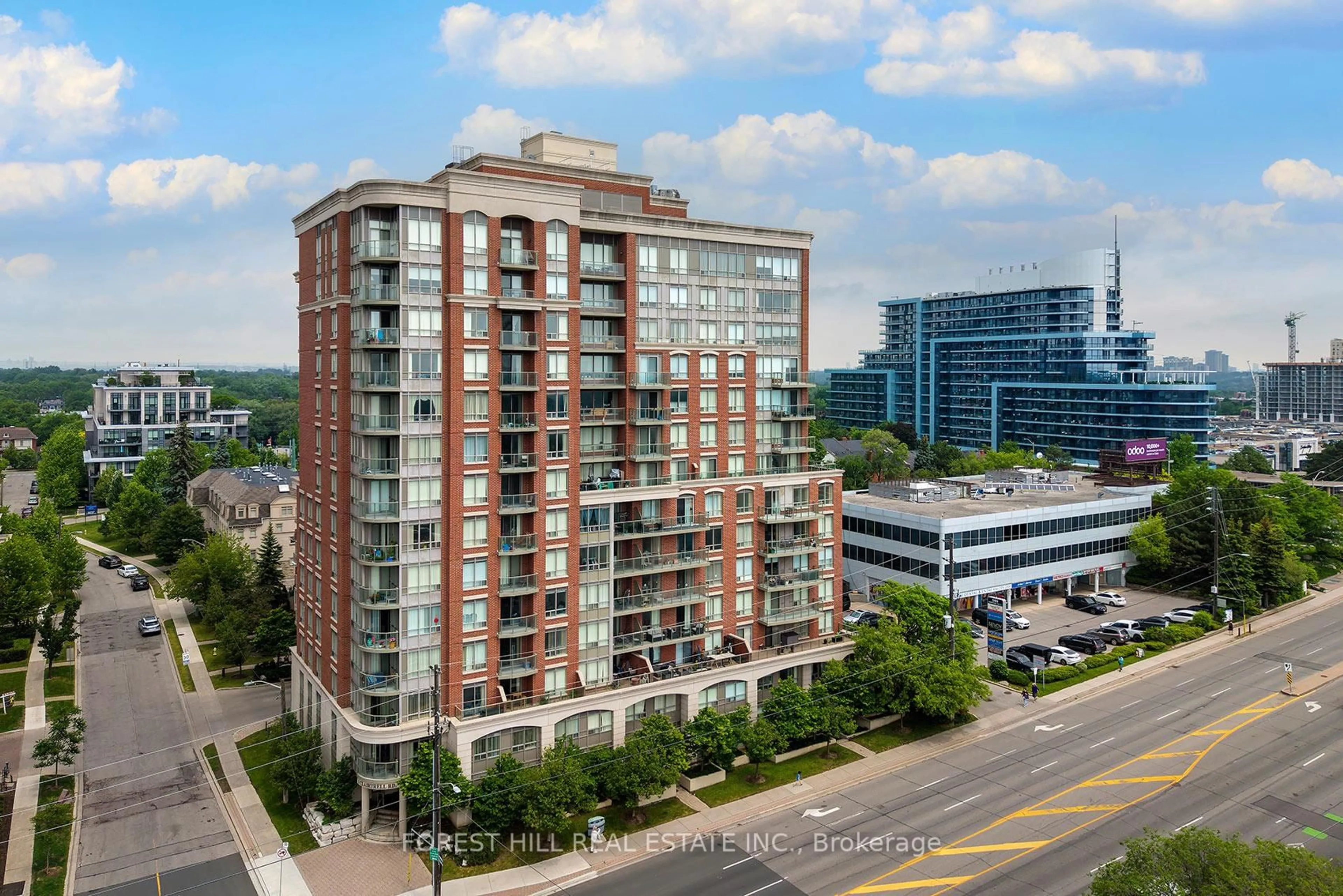 A pic from outside/outdoor area/front of a property/back of a property/a pic from drone, city buildings view from balcony for 1 Clairtrell Rd #805, Toronto Ontario M2N 7H6