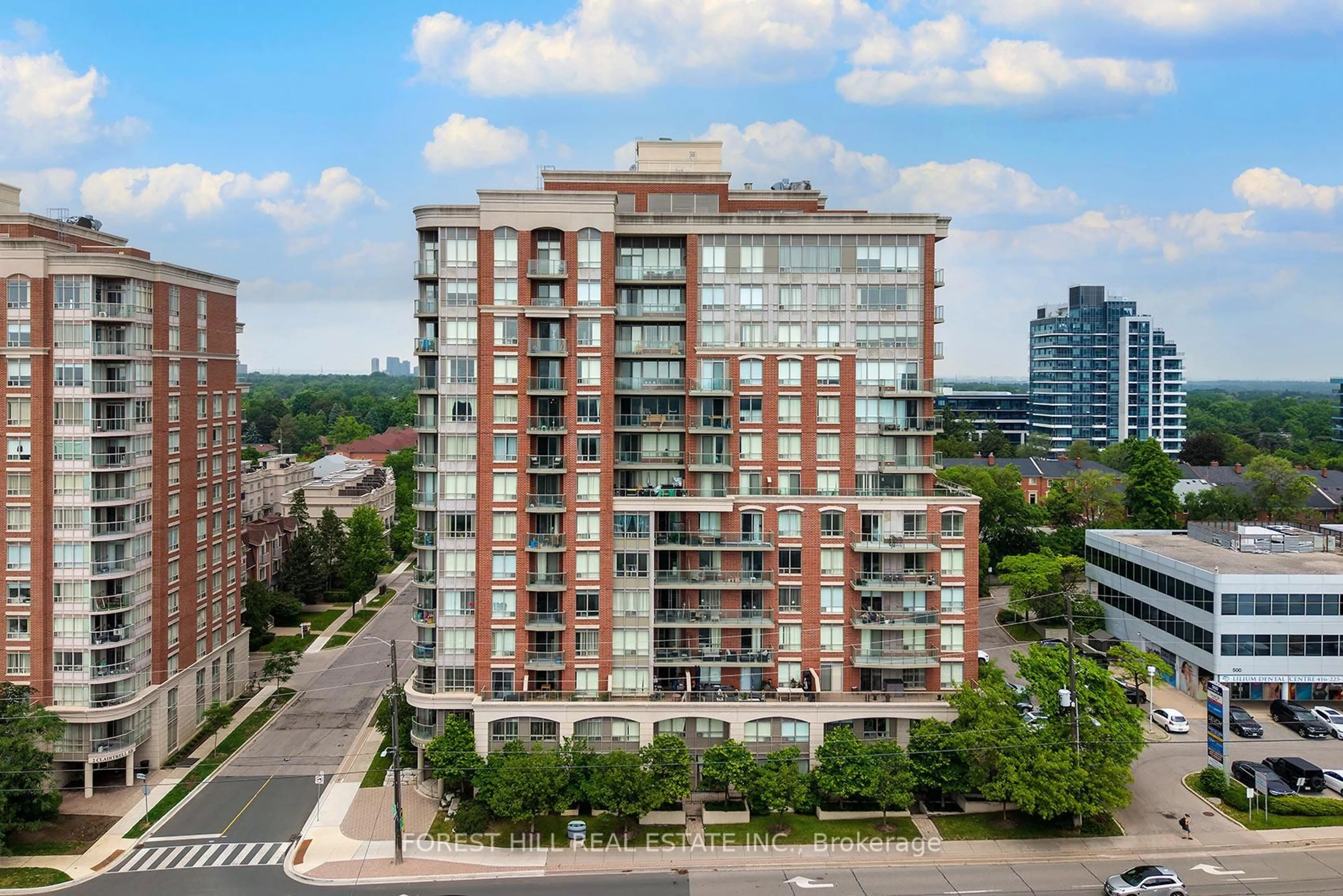 A pic from outside/outdoor area/front of a property/back of a property/a pic from drone, city buildings view from balcony for 1 Clairtrell Rd #805, Toronto Ontario M2N 7H6