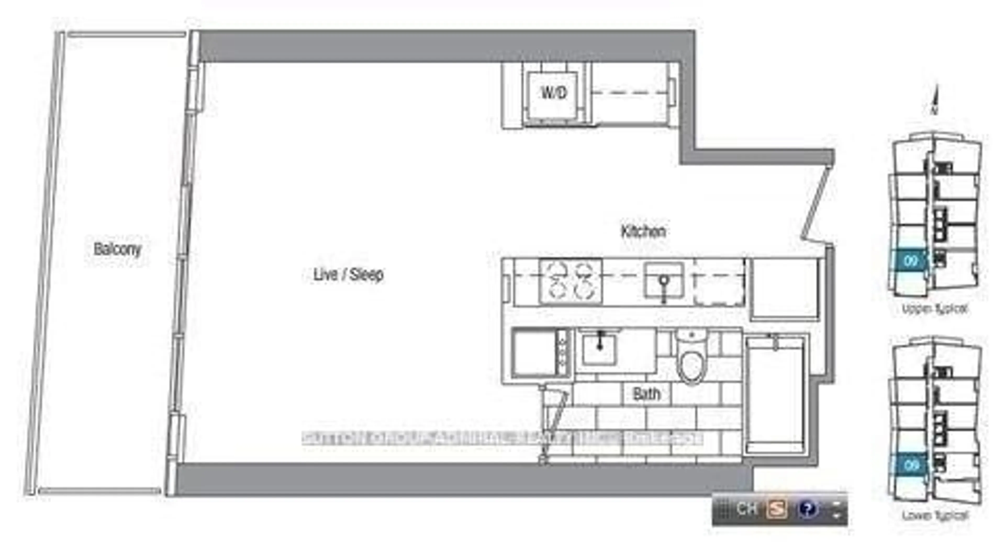 Floor plan for 75 Queens Wharf Rd #1709, Toronto Ontario M5V 0J8