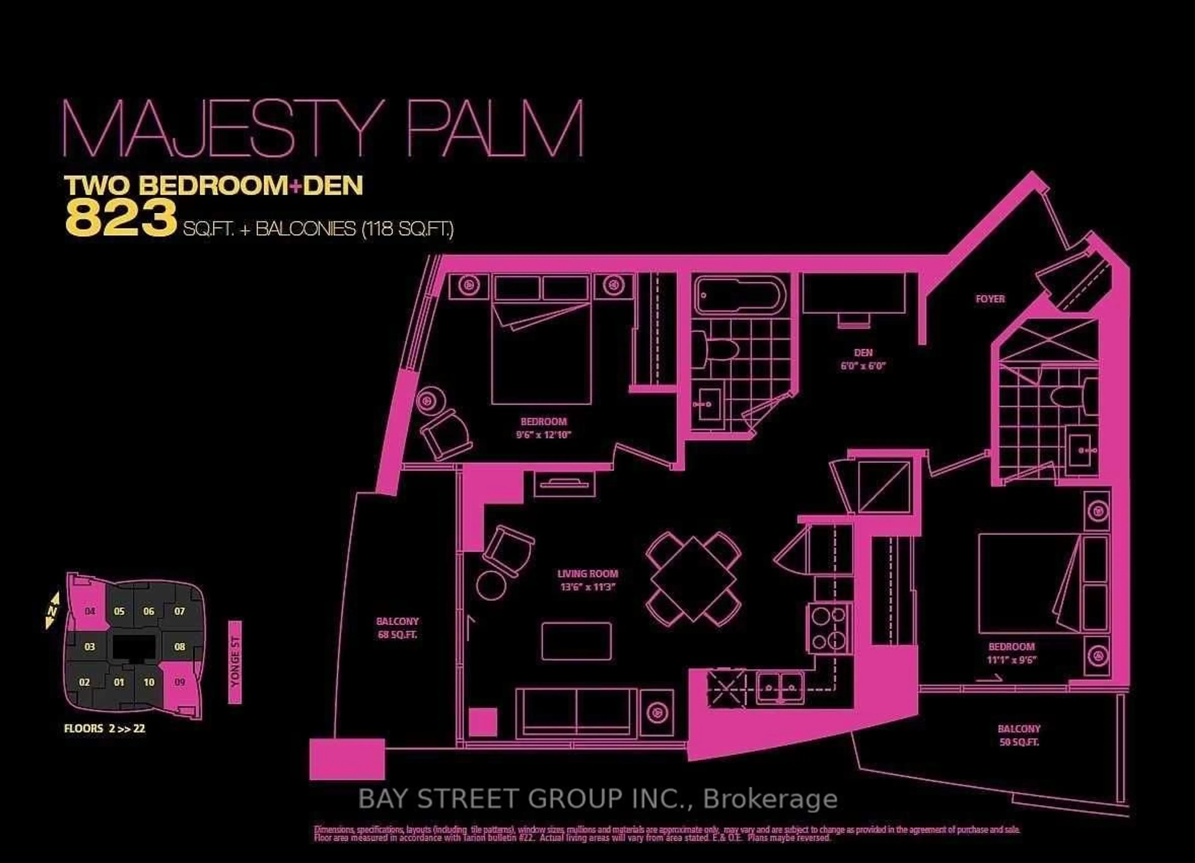 Floor plan for 5740 Yonge St #2009, Toronto Ontario M2M 3T3