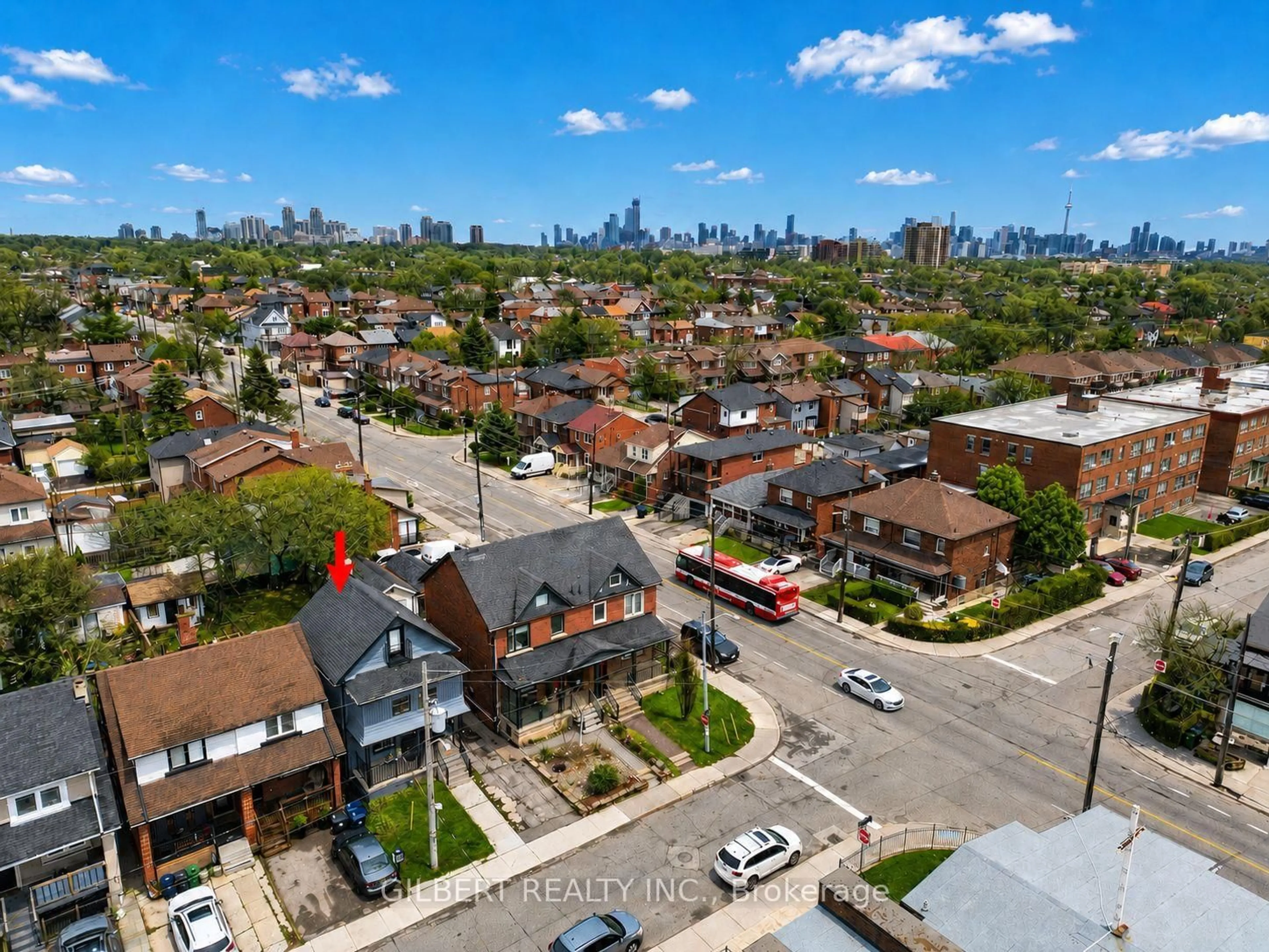 A pic from outside/outdoor area/front of a property/back of a property/a pic from drone, city buildings view from balcony for 405 Westmount Ave, Toronto Ontario M6E 3N4