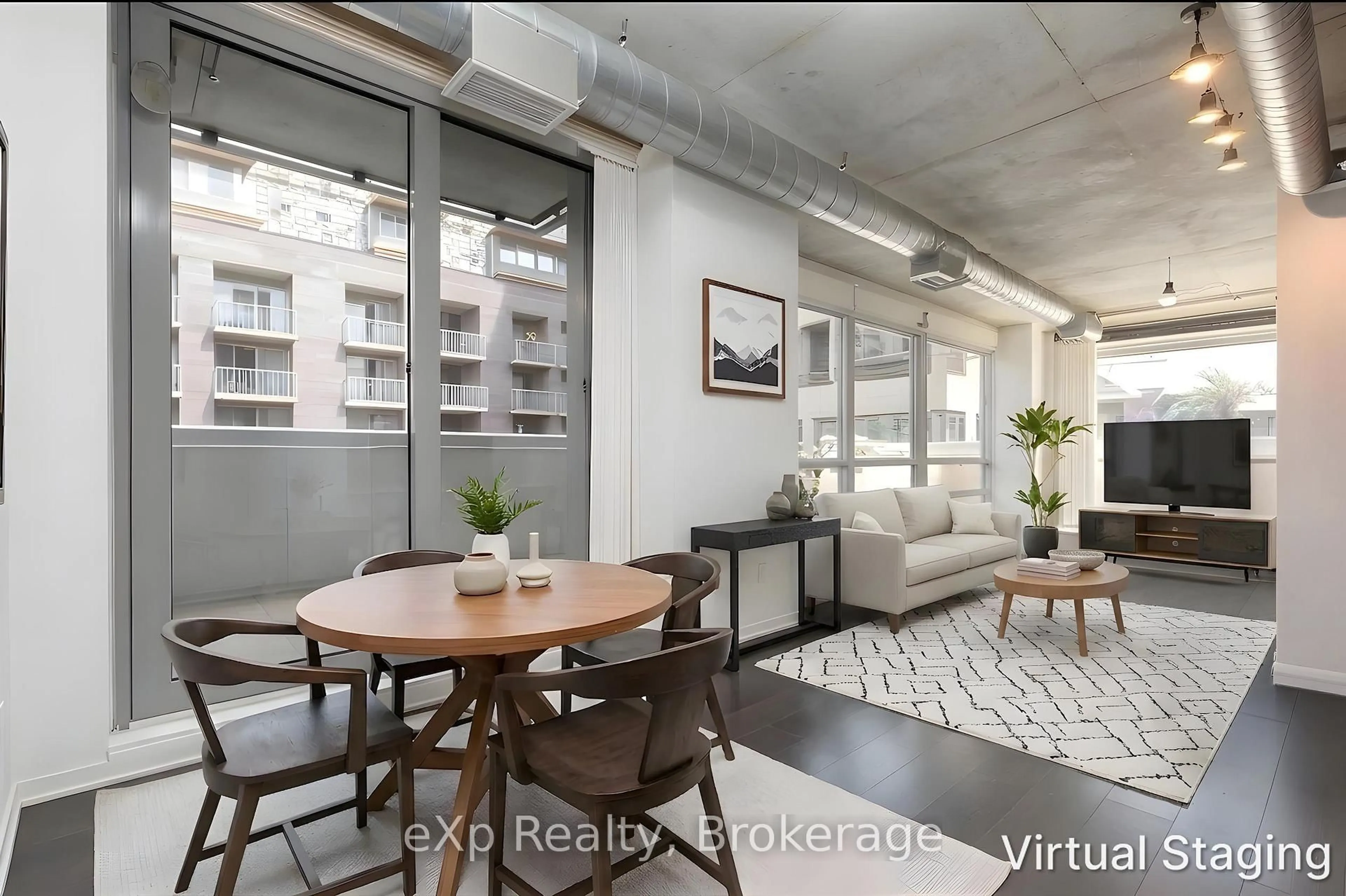 Living room with furniture, cement floor for 170 Sudbury St #506, Toronto Ontario M6J 0A1