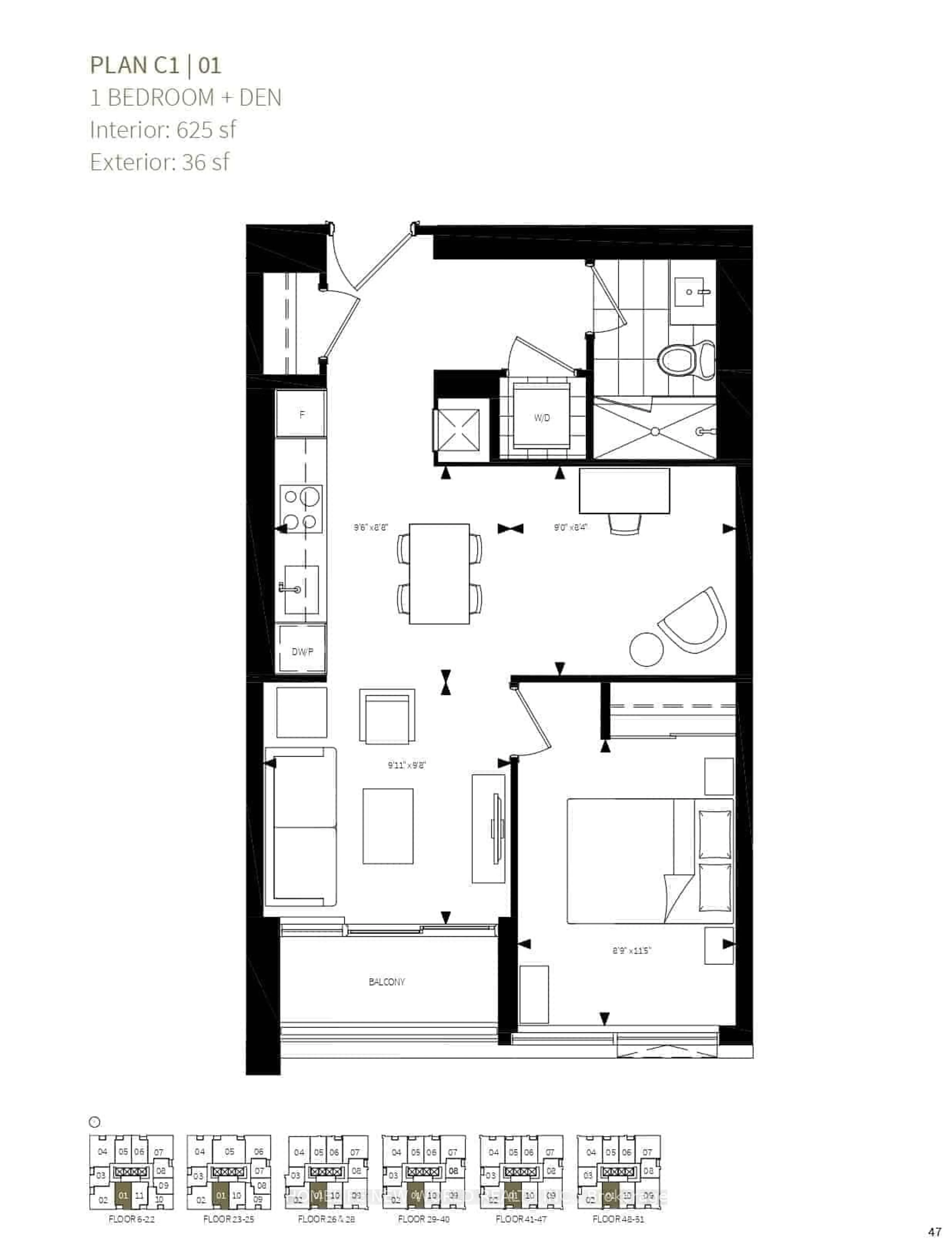 Floor plan for 609 Sherbourne St #901, Toronto Ontario M4X 0A4