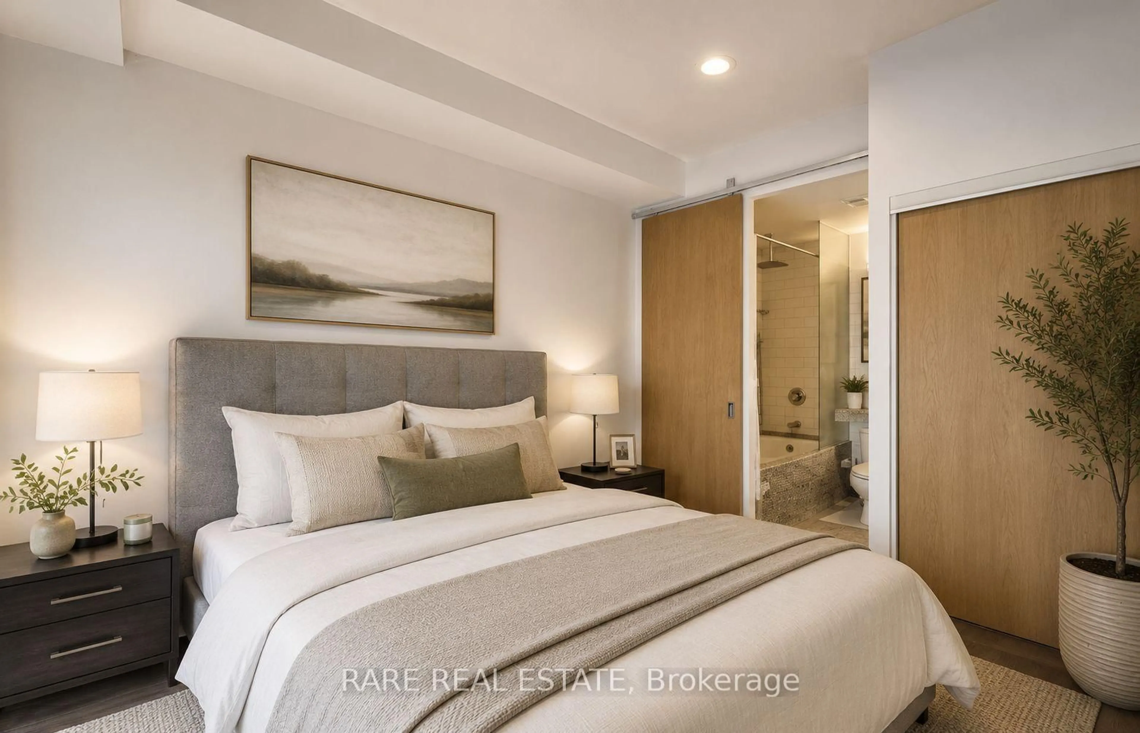 Bedroom with bed, unknown for 1 Shaw St #802, Toronto Ontario M6K 0A1