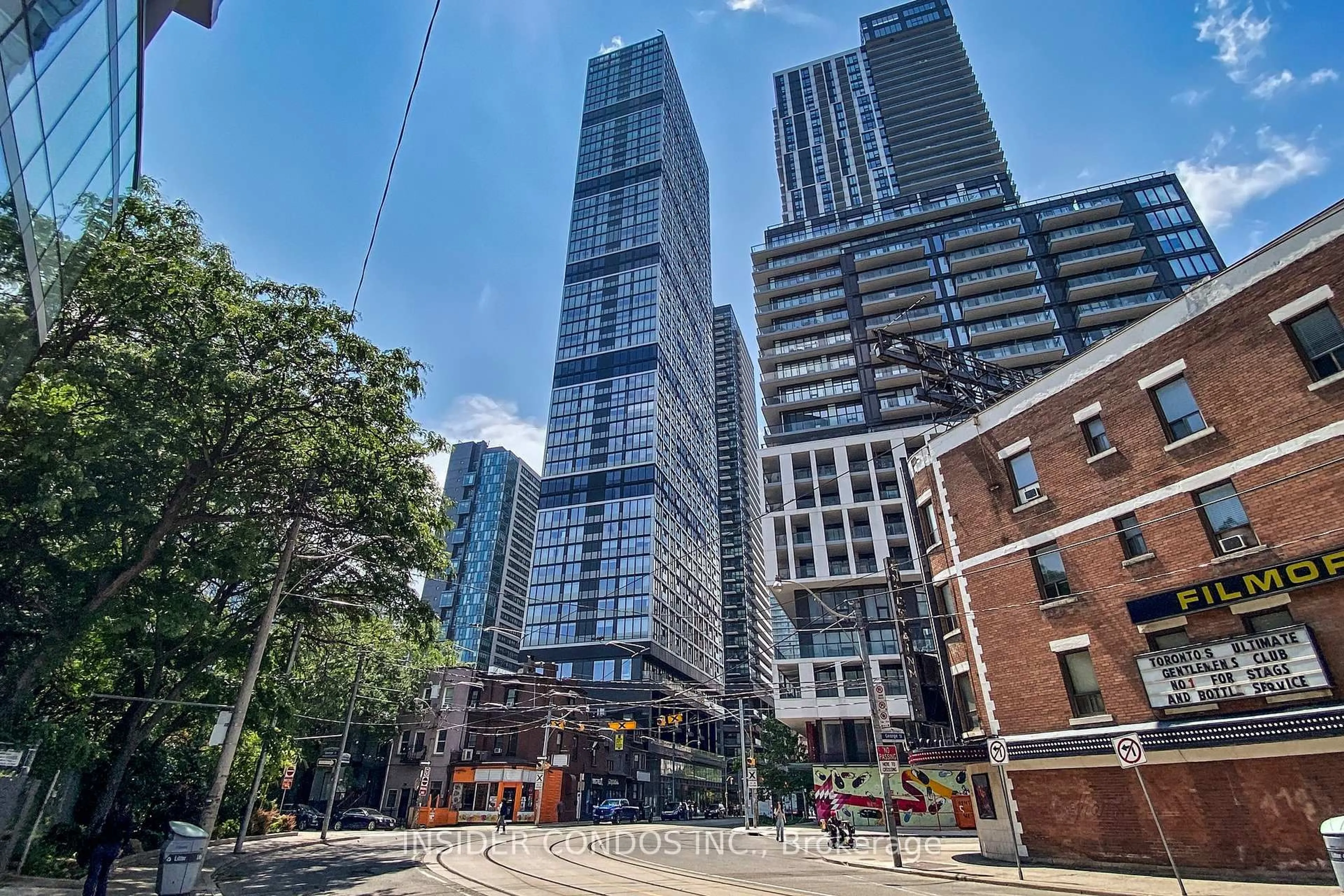 A pic from outside/outdoor area/front of a property/back of a property/a pic from drone, city buildings view from balcony for 181 Dundas St #807, Toronto Ontario M5A 1Z4
