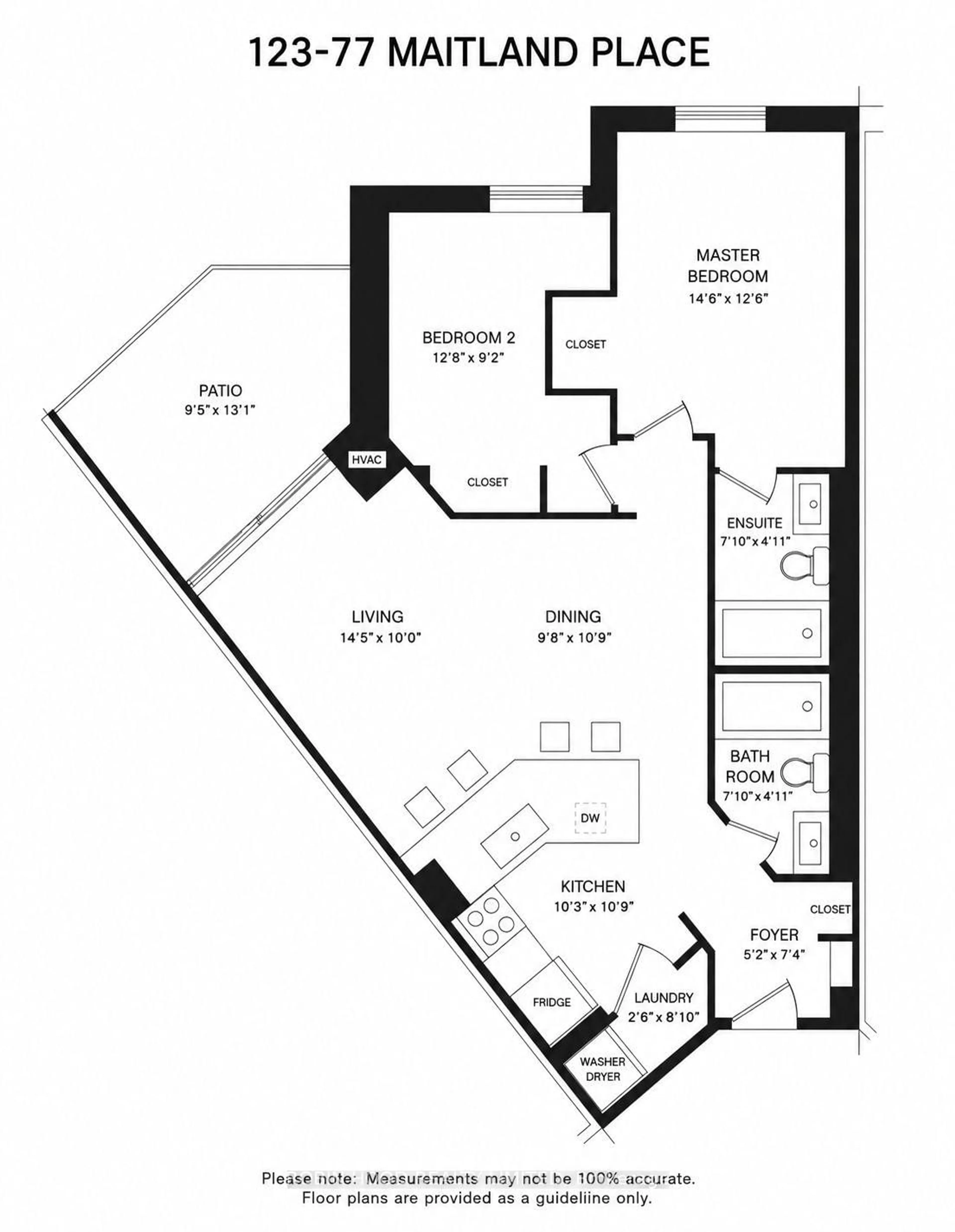 Floor plan for 77 Maitland Pl #123, Toronto Ontario M4Y 2V6