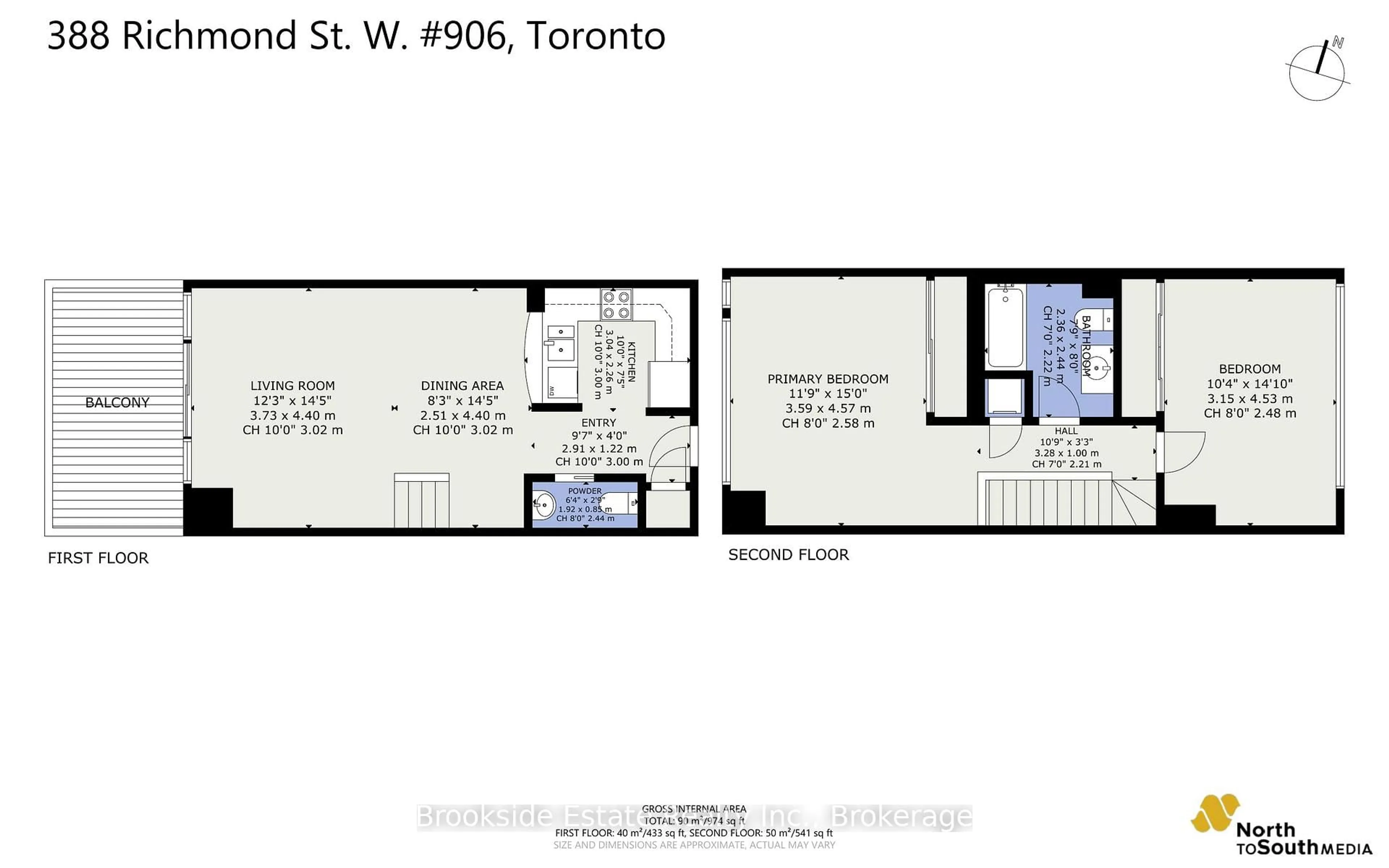 Floor plan for 388 Richmond St #906, Toronto Ontario M5V 3P1