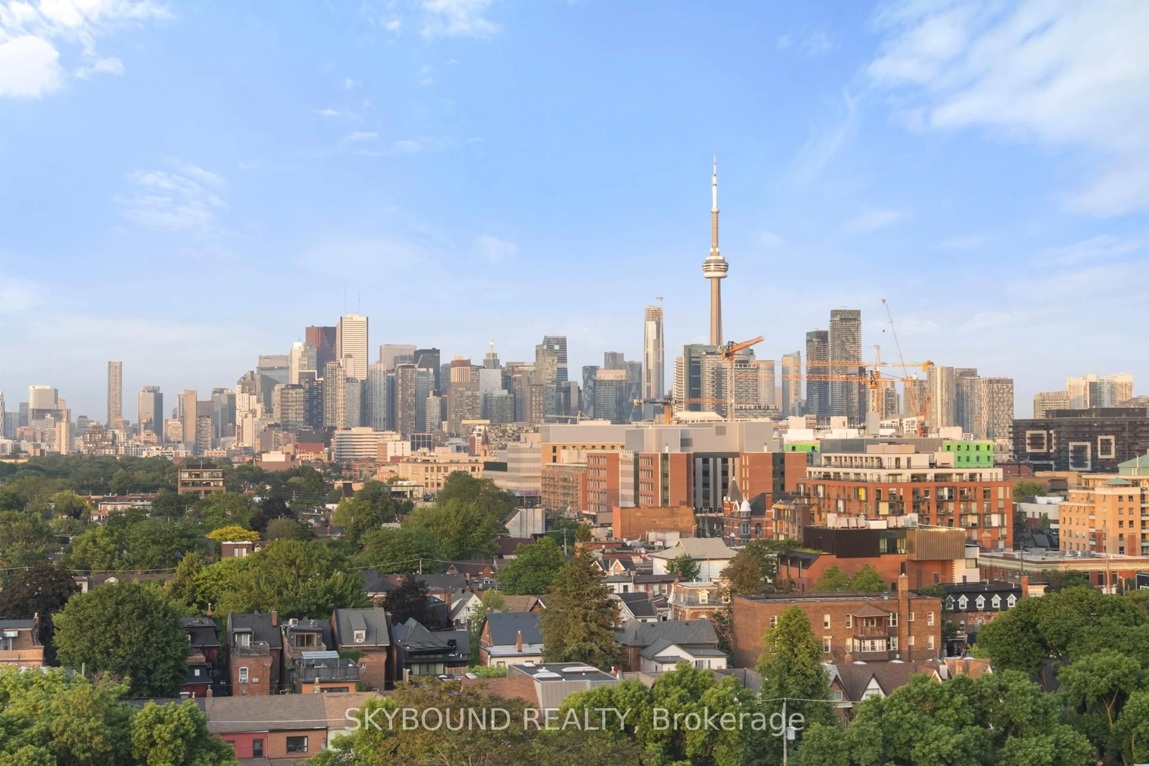 A pic from outside/outdoor area/front of a property/back of a property/a pic from drone, city buildings view from balcony for 20 Minowan Miikan Lane #1023, Toronto Ontario M6J 0E5