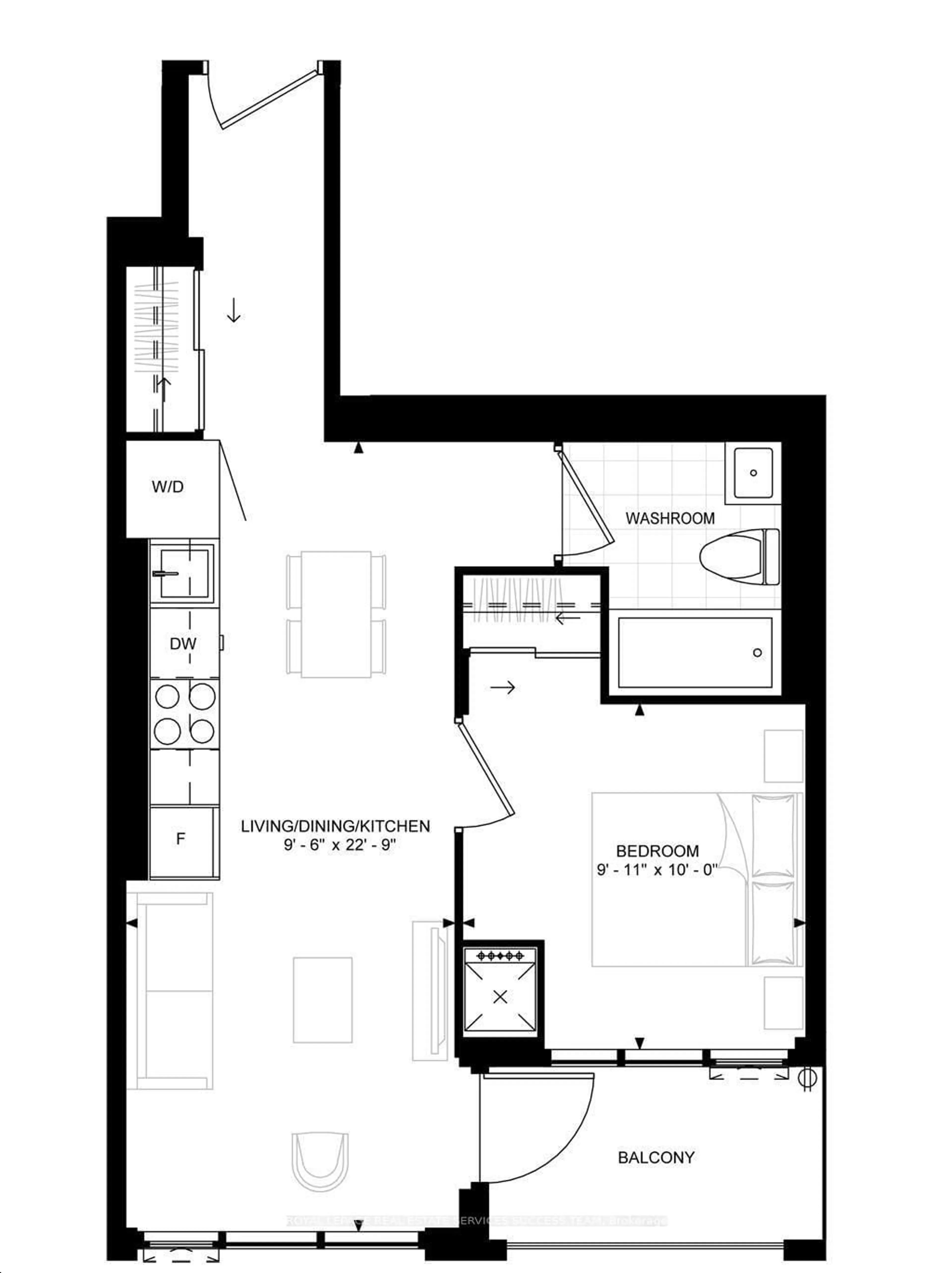 Floor plan for 400 king St #2115, Toronto Ontario M5V 1K2