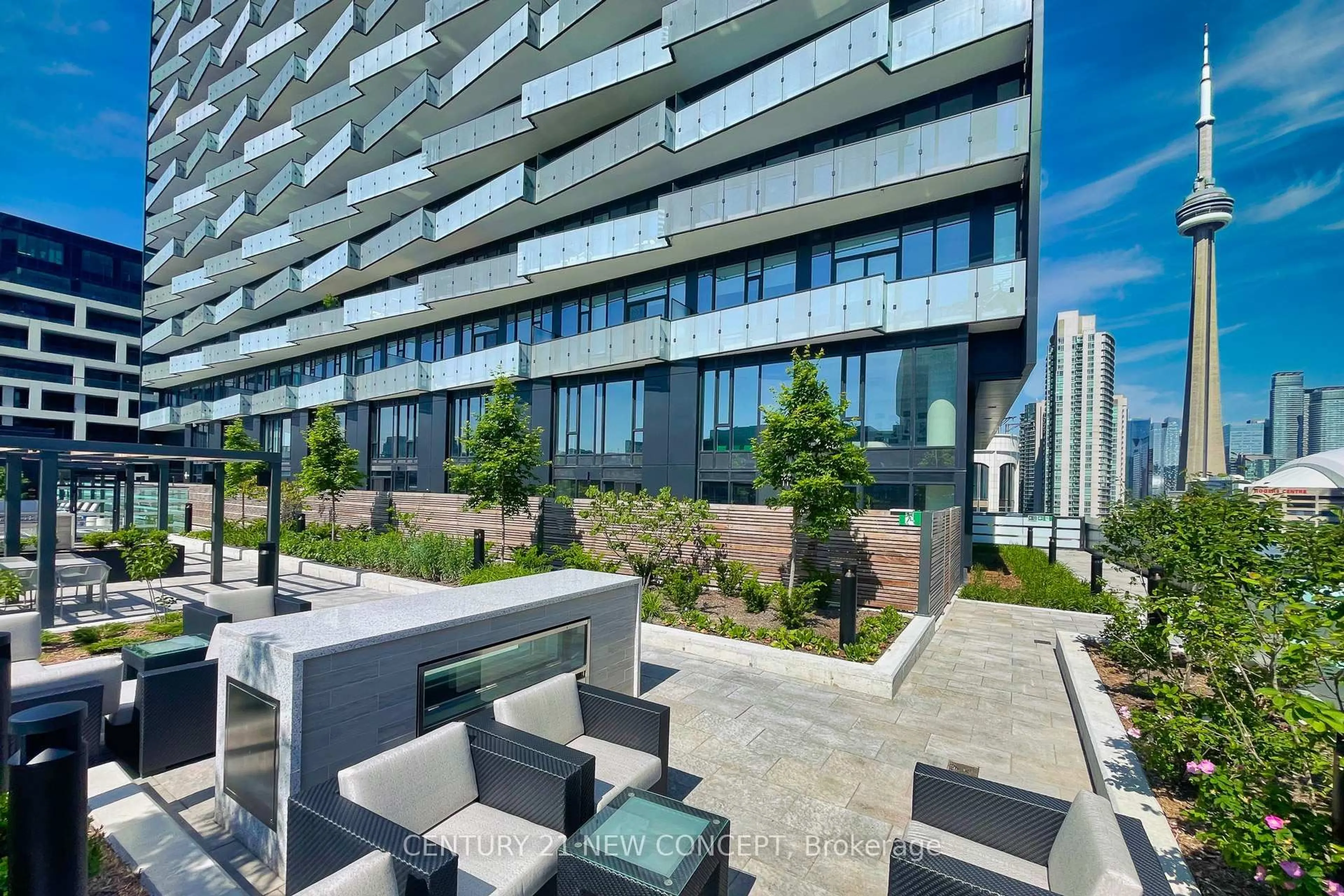 Patio, city buildings view from balcony for 480 Front St #1717, Toronto Ontario M5V 0V6