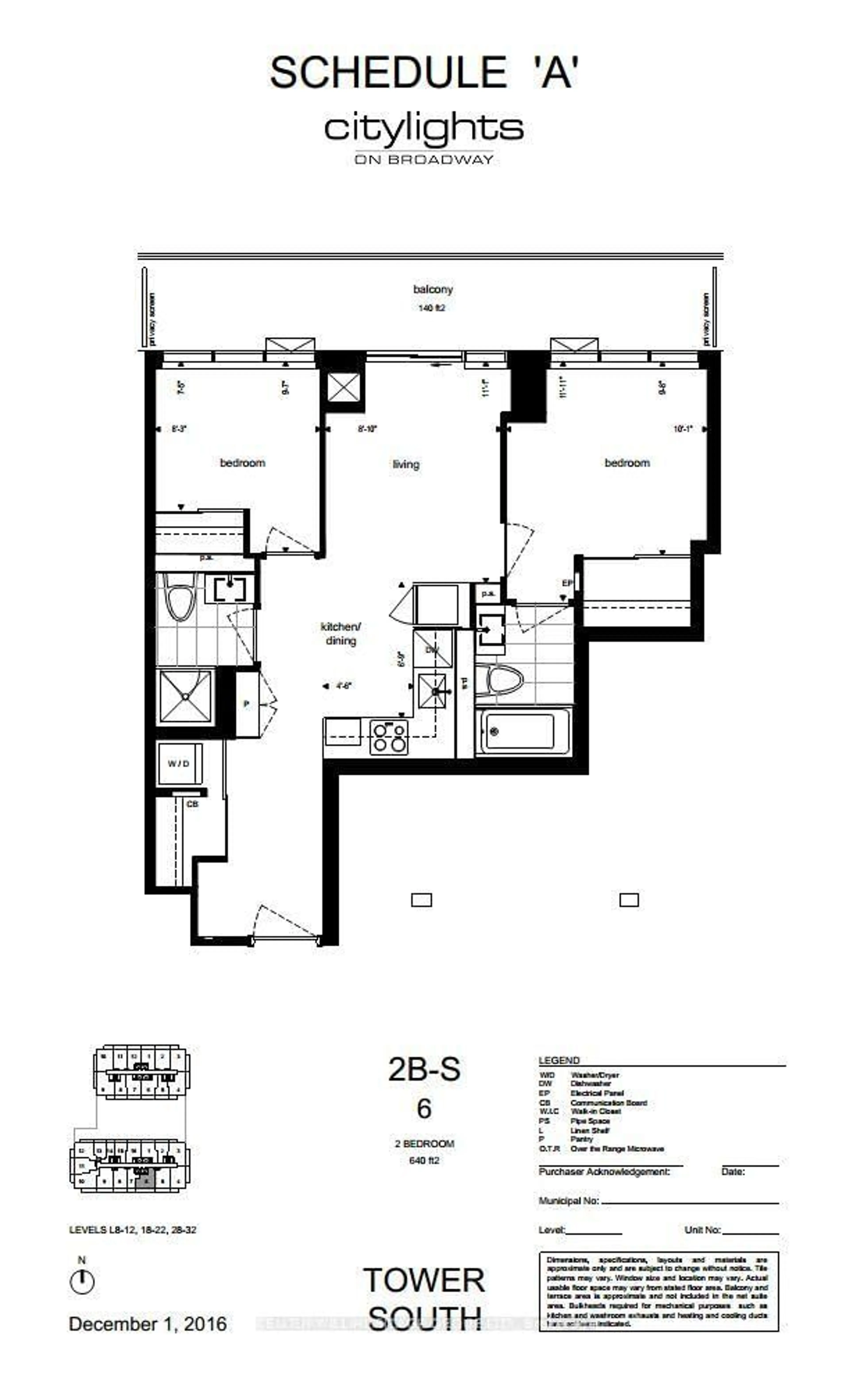 Floor plan for 195 Redpath Ave #2006, Toronto Ontario M4P 0E4