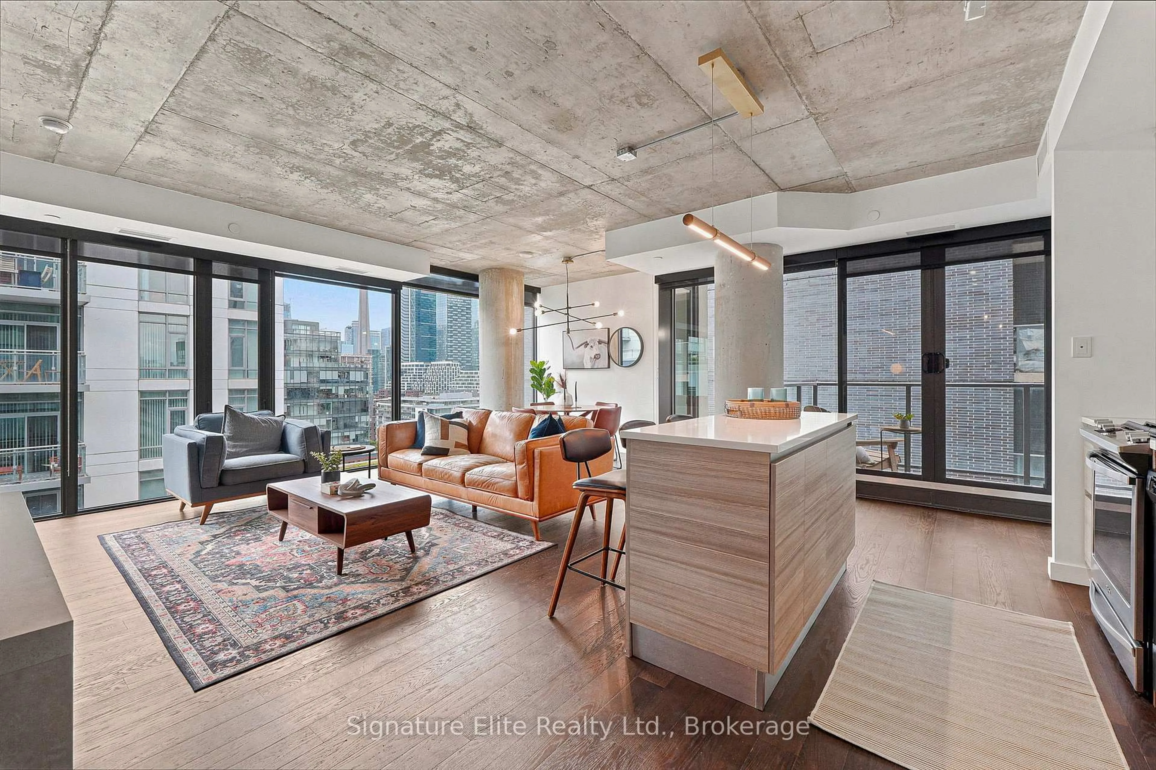 Open concept kitchen, cement floor for 111 Bathurst St #1316, Toronto Ontario M5V 0M9