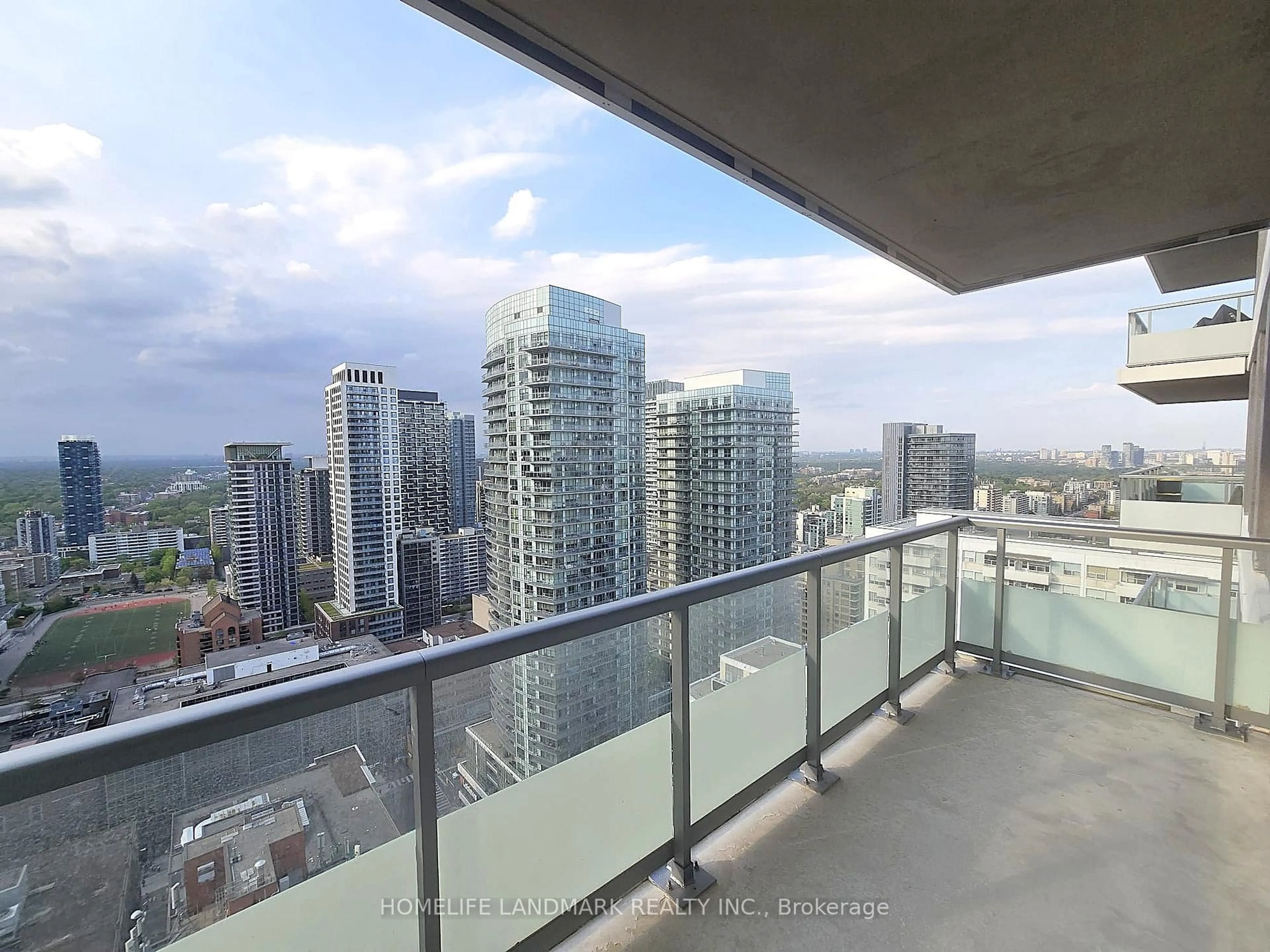 Balcony in the apartment, city buildings view from balcony for 50 Dunfield Ave #3318, Toronto Ontario M4S 0E4