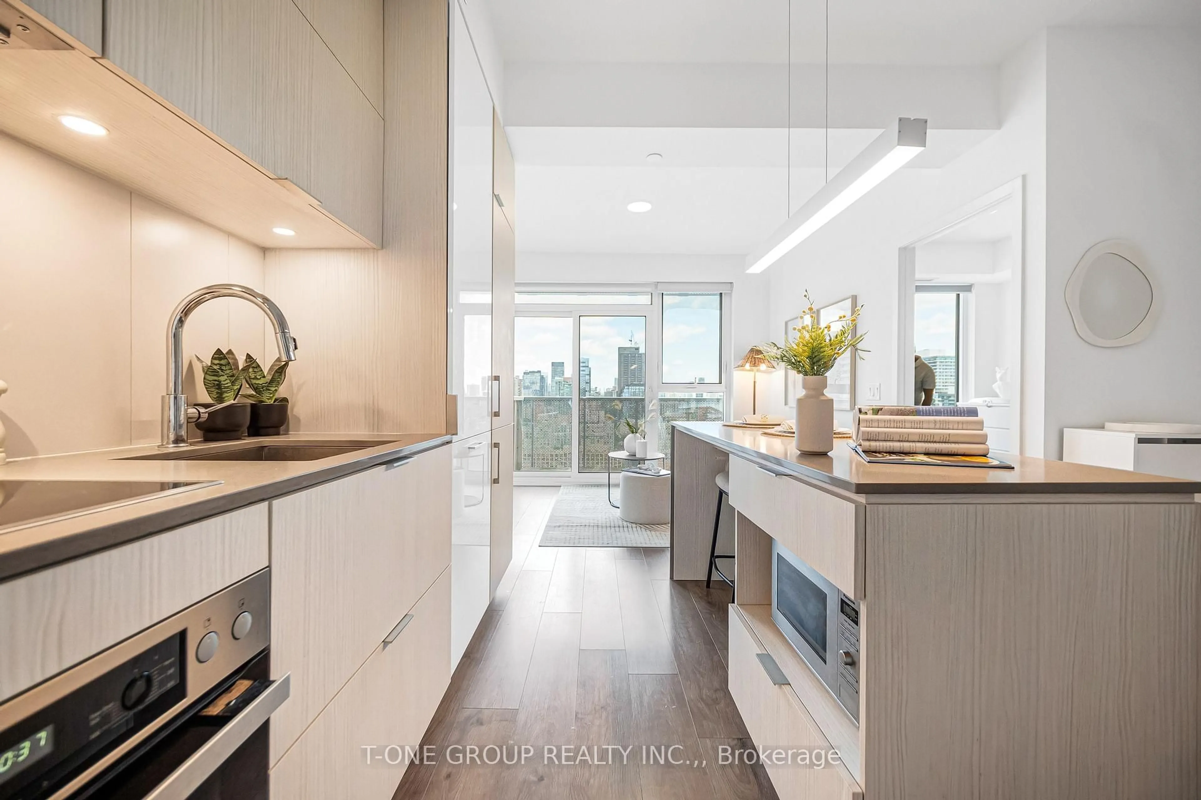 Contemporary kitchen, ceramic/tile floor for 20 Richardson St #1709, Toronto Ontario M5A 0S6
