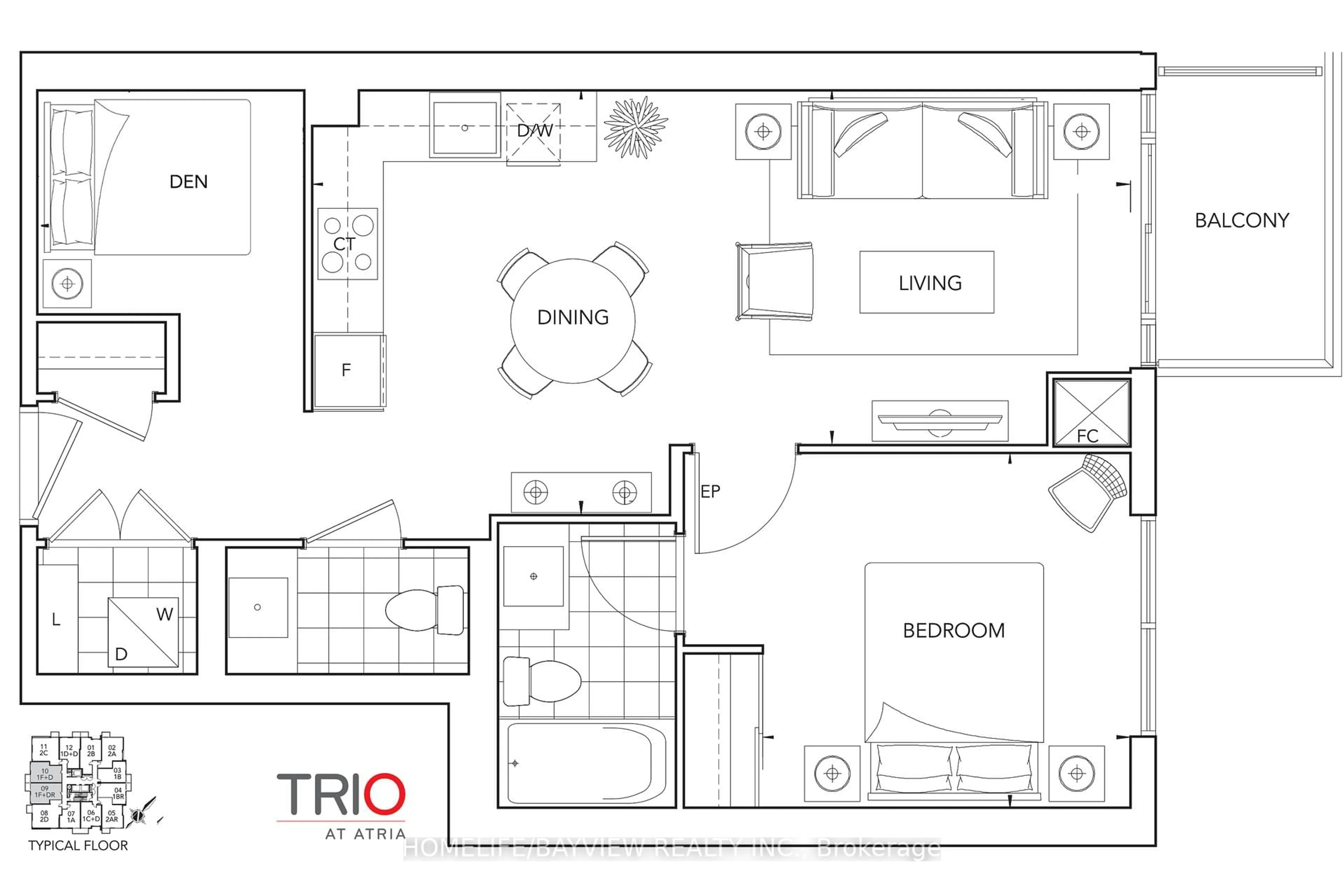 Floor plan for 50 Ann O'Reilly Rd #1910, Toronto Ontario M2J 0C9