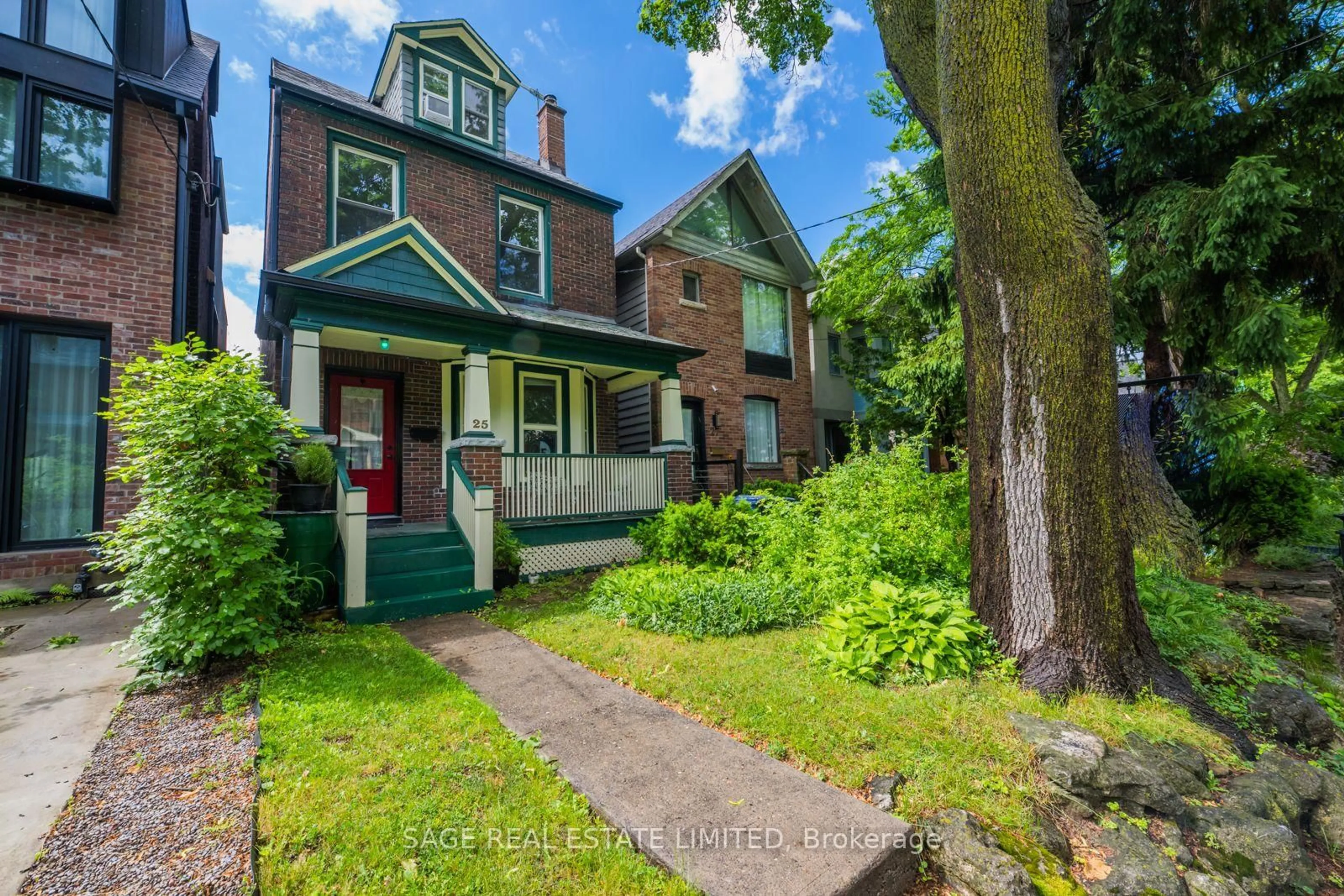 Home with brick exterior material, street for 25 Helena Ave, Toronto Ontario M6G 2H3