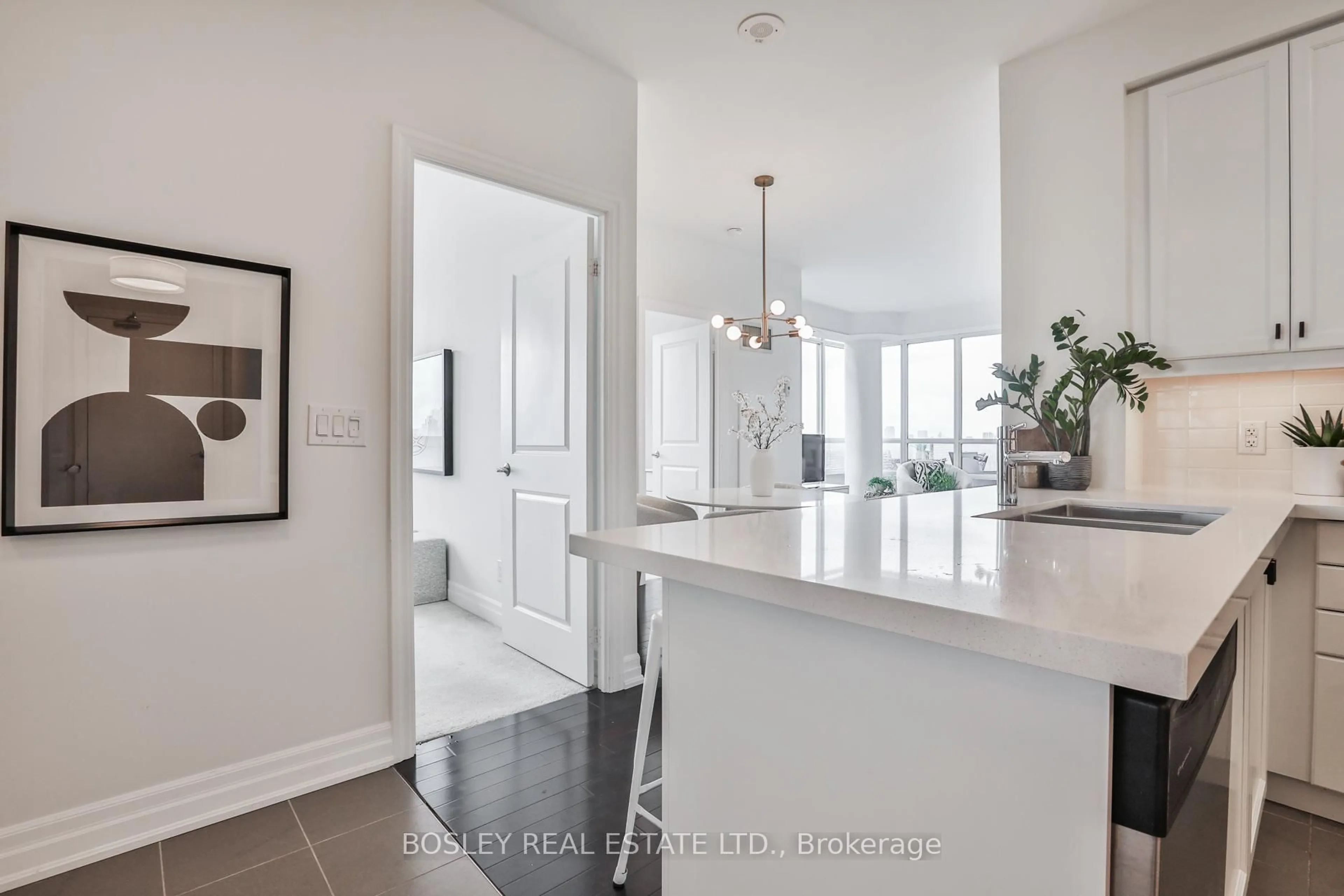 Open concept kitchen, ceramic/tile floor for 500 St Clair Ave #701, Toronto Ontario M6C 1A8