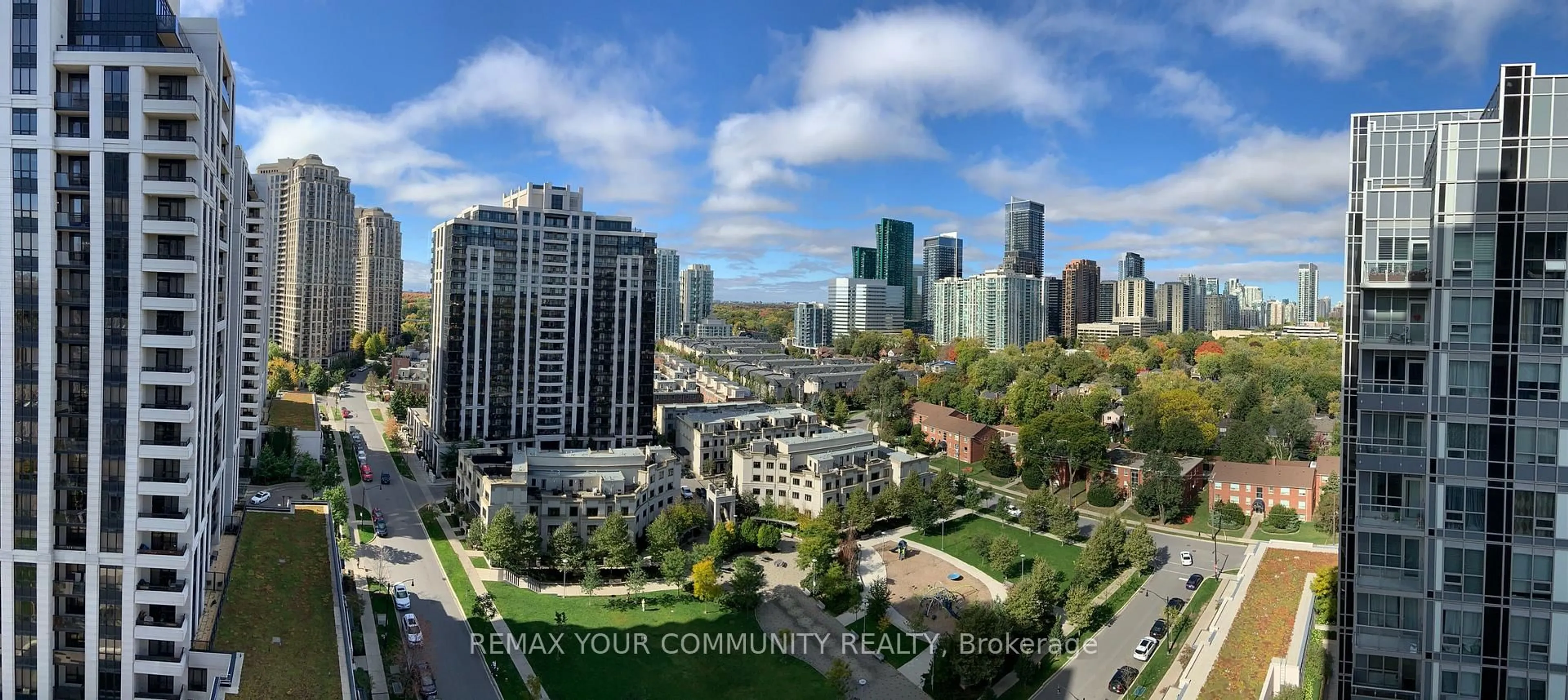 A pic from outside/outdoor area/front of a property/back of a property/a pic from drone, city buildings view from balcony for 120 Harrison Garden Blvd #1512, Toronto Ontario M2N 0H1