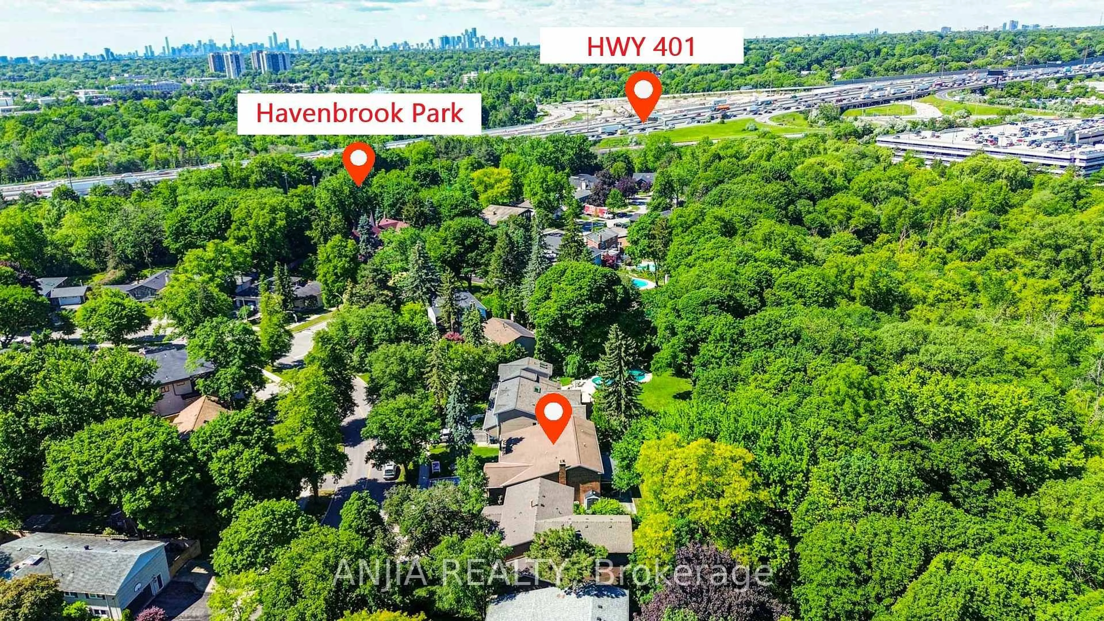 A pic from outside/outdoor area/front of a property/back of a property/a pic from drone, forest/trees view for 8 George Henry Blvd, Toronto Ontario M2J 1E2