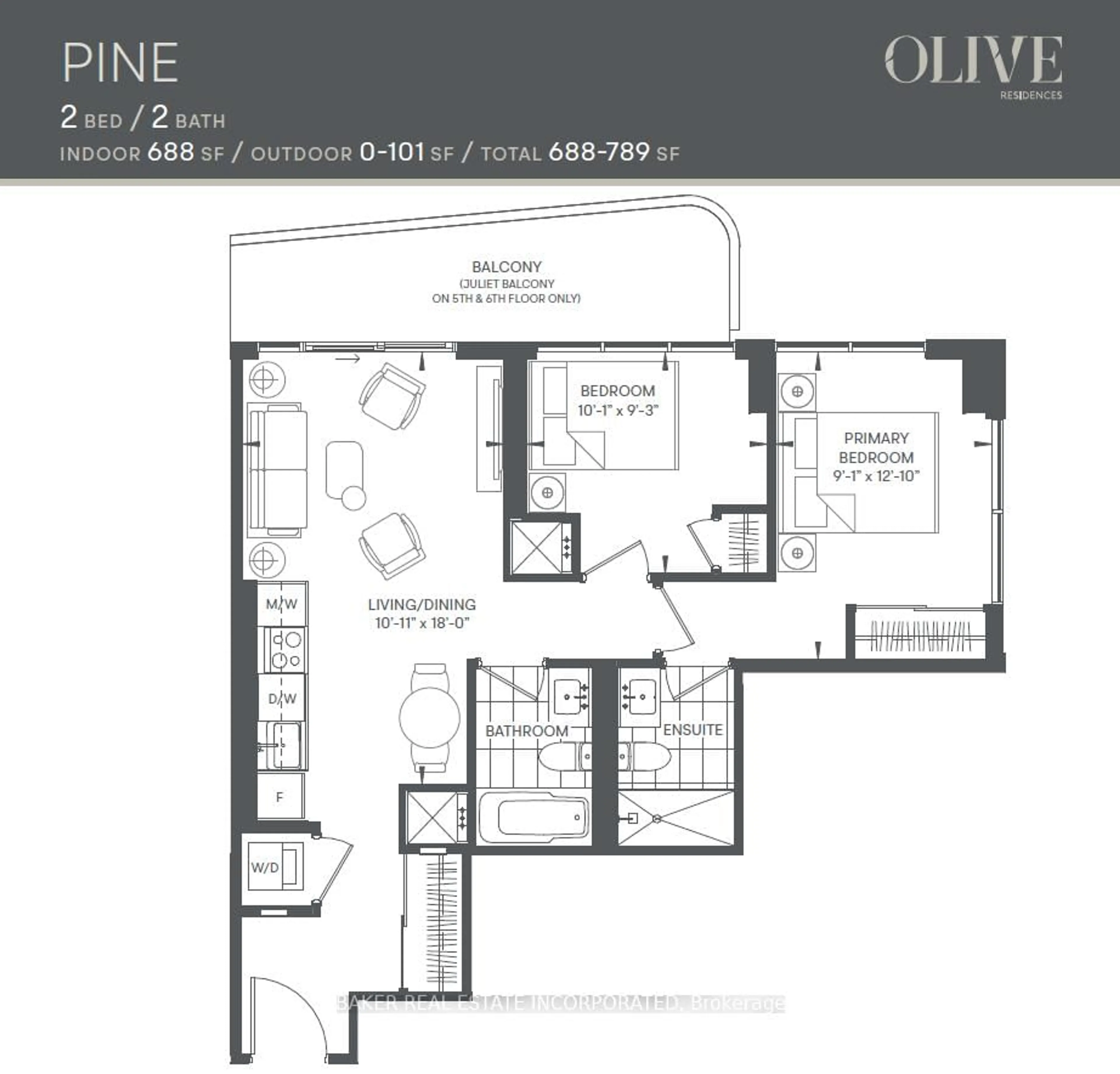 Floor plan for 36 Olive Ave #2105, Toronto Ontario M2N 0M4