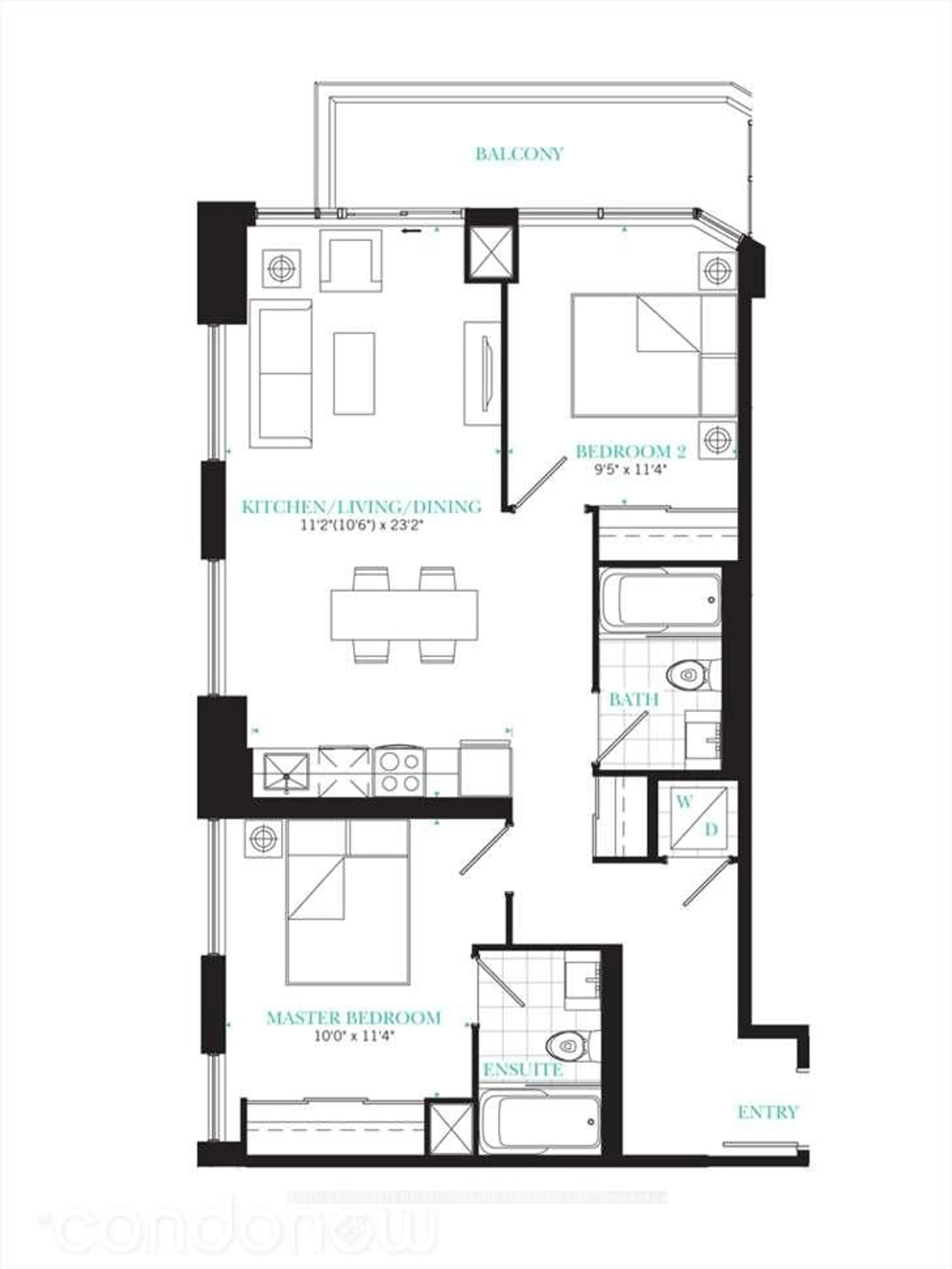 Floor plan for 99 John St #3807, Toronto Ontario M5V 0S6