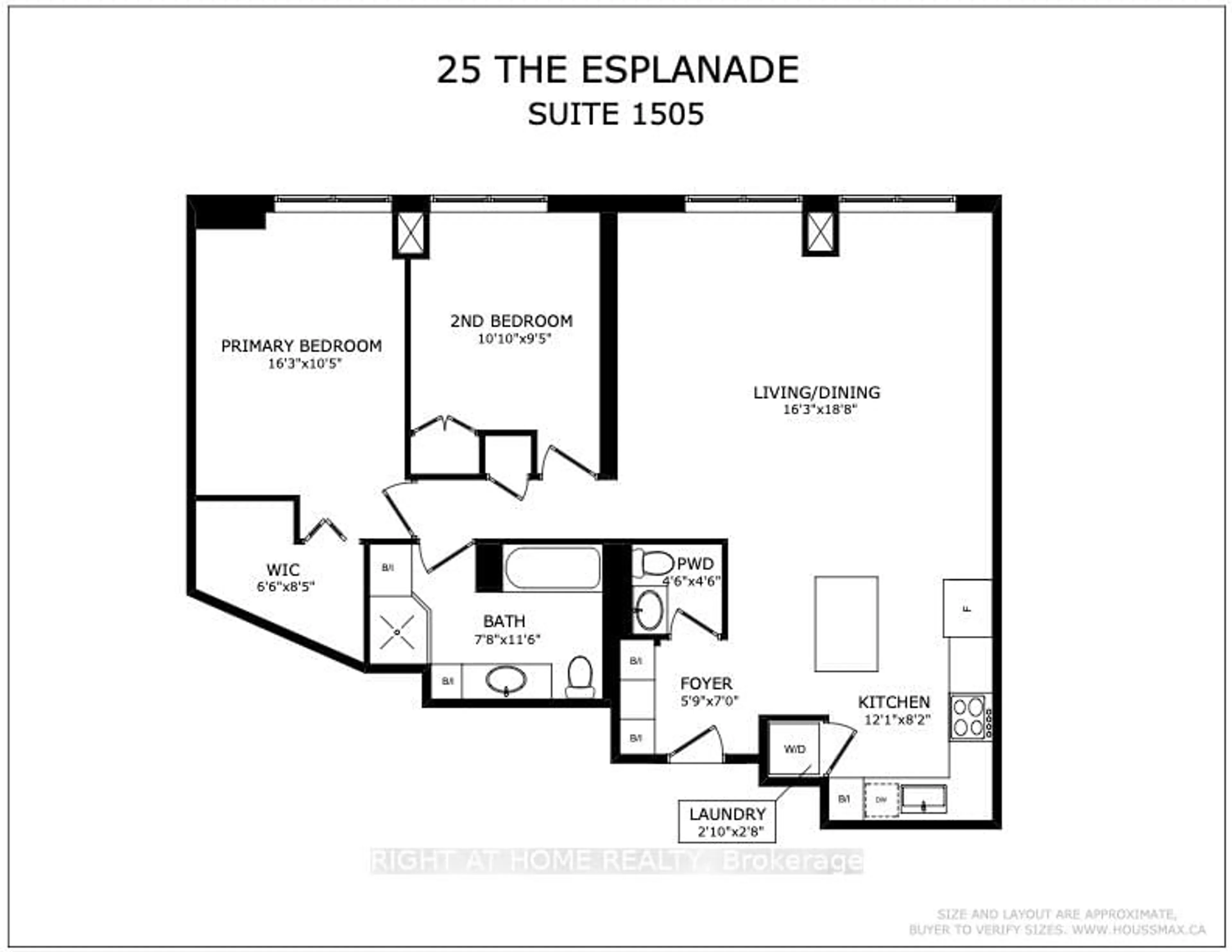 Floor plan for 25 The Esplanade #1505, Toronto Ontario M5E 1W5