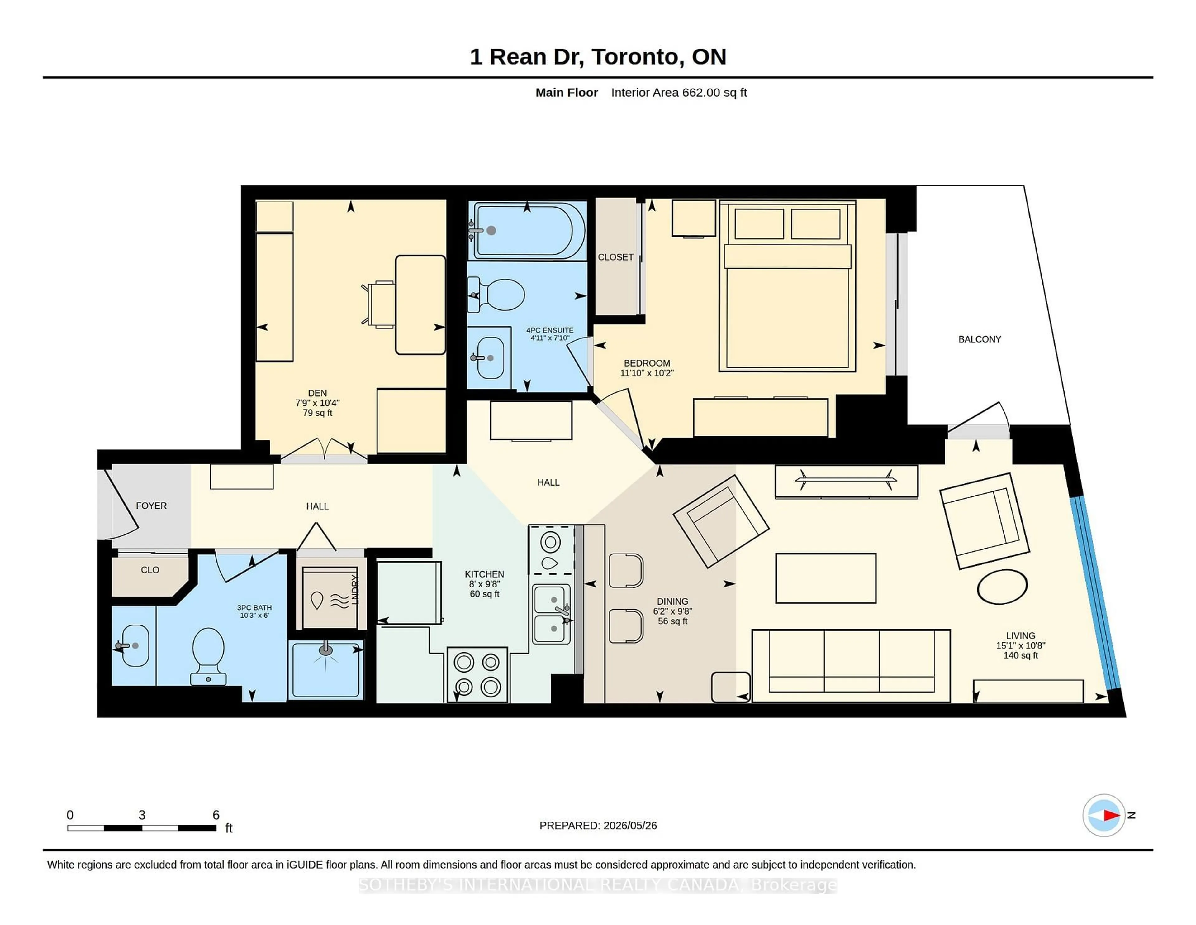 Floor plan for 1 Rean Dr #2108, Toronto Ontario M2K 3C1