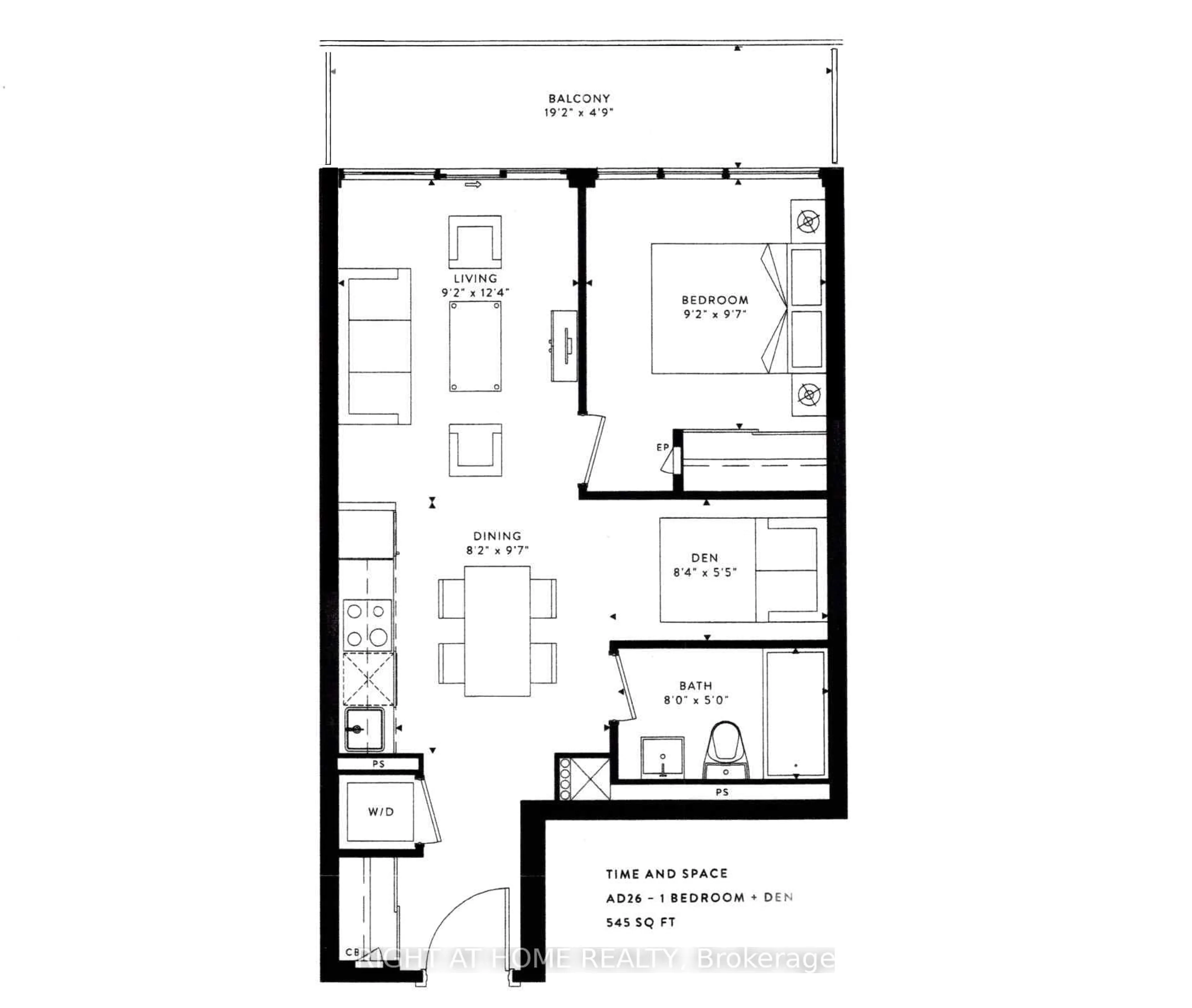 Floor plan for 70 Princess St #2715, Toronto Ontario M5A 0X6