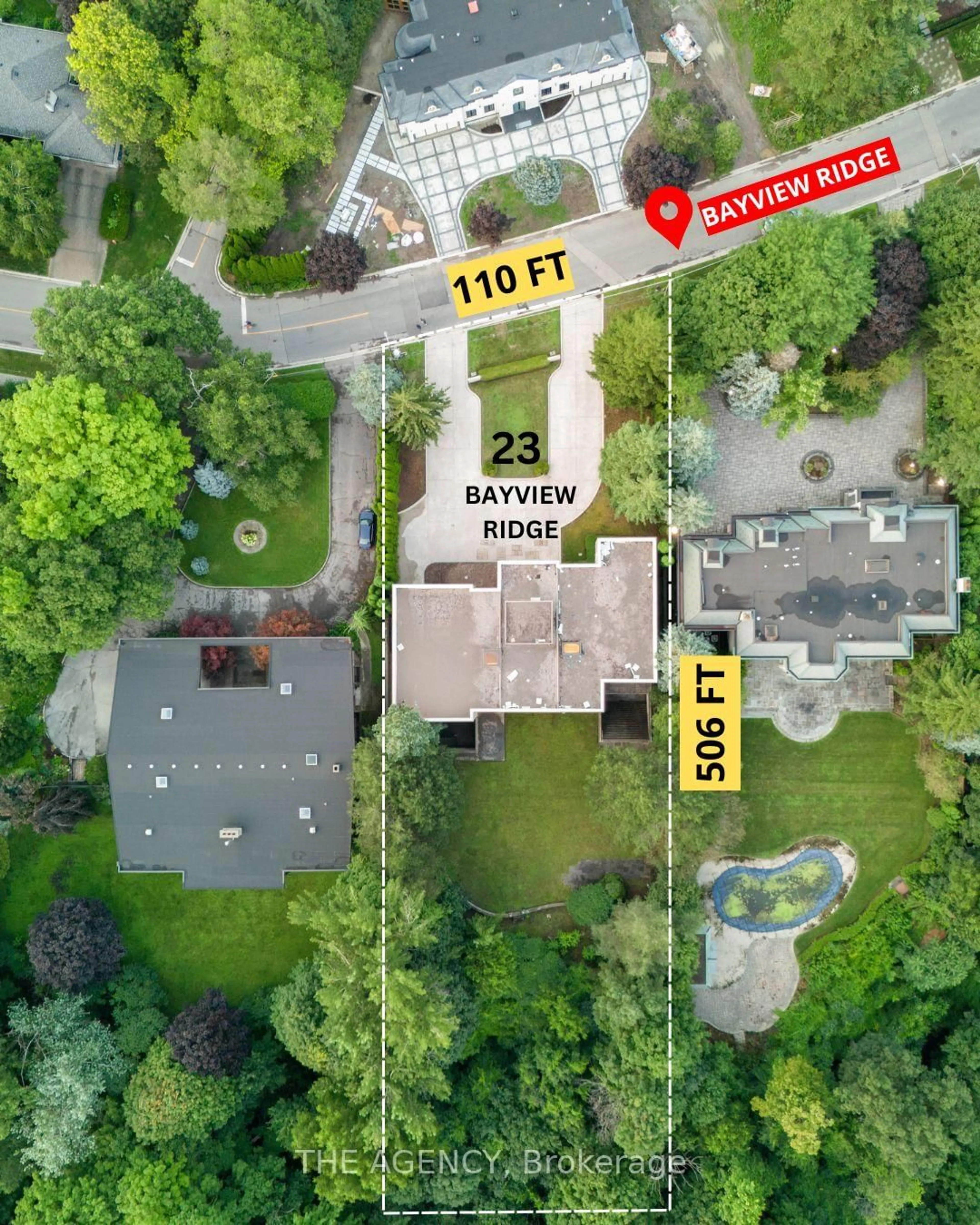 A pic from outside/outdoor area/front of a property/back of a property/a pic from drone, street for 23 Bayview Rdge, Toronto Ontario M2L 1E3