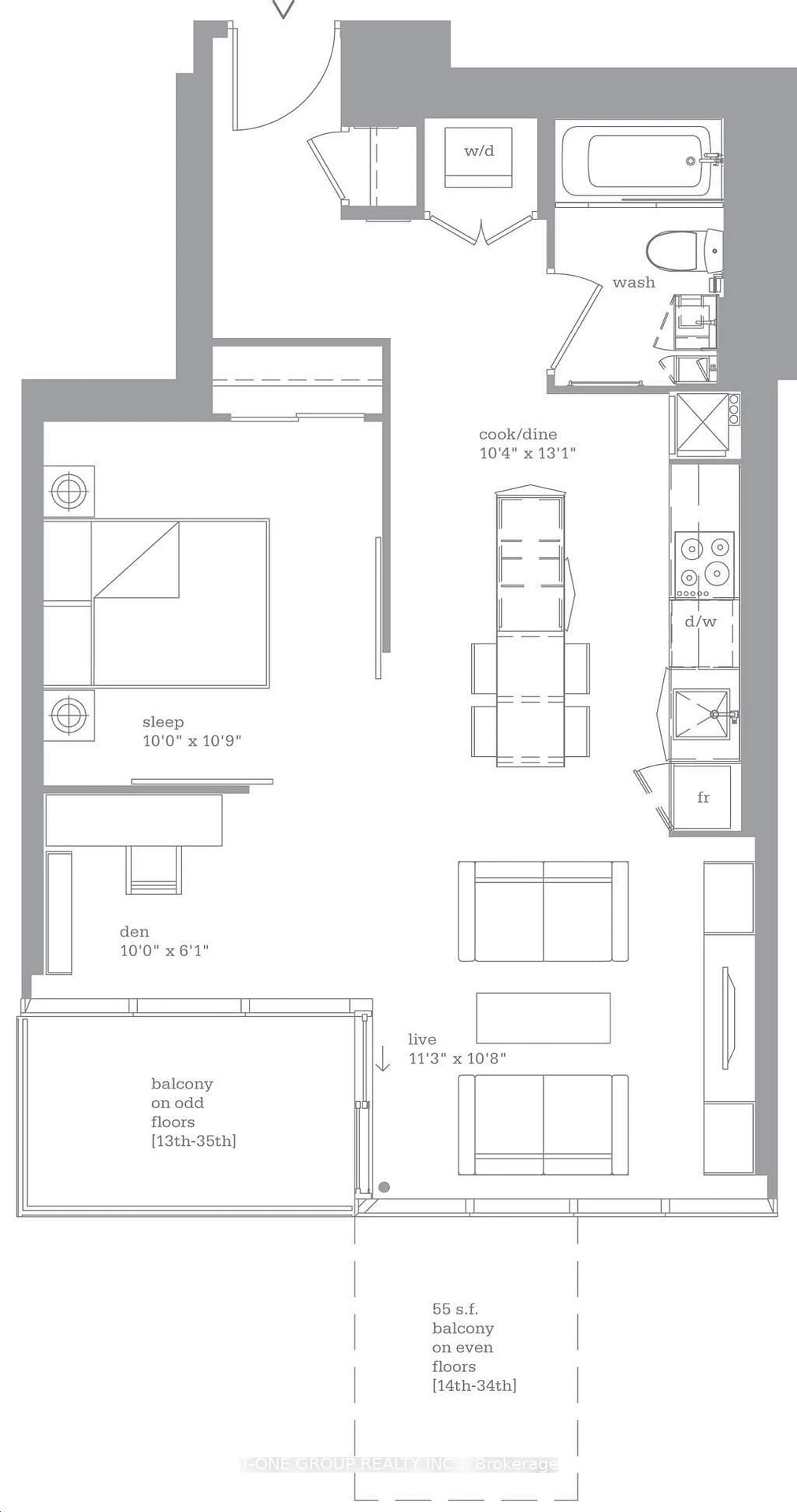 Floor plan for 16 Bonnycastle St #2706, Toronto Ontario M5A 0C9
