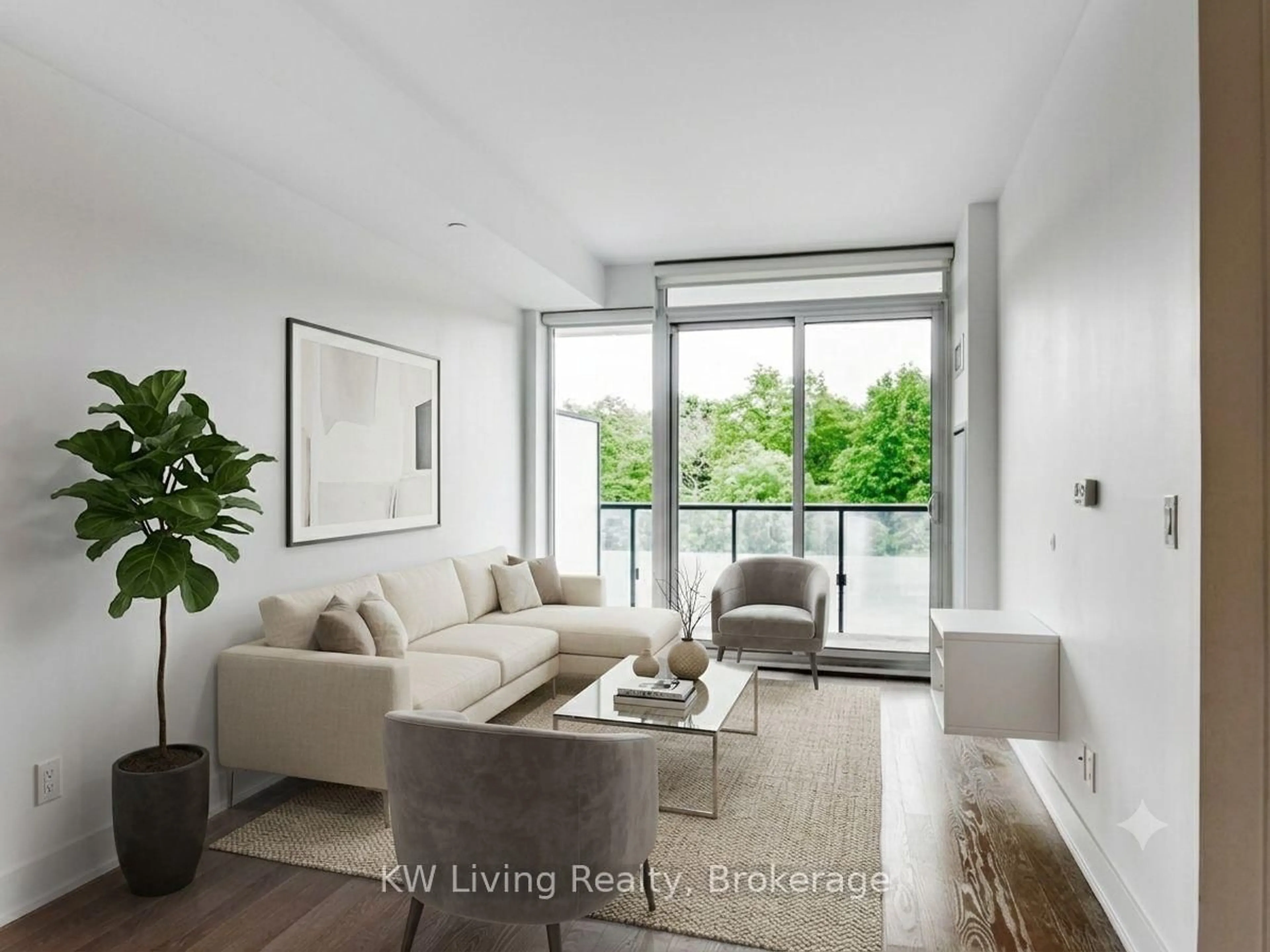 Living room with furniture, wood/laminate floor for 3018 Yonge St #409, Toronto Ontario M4N 0A5