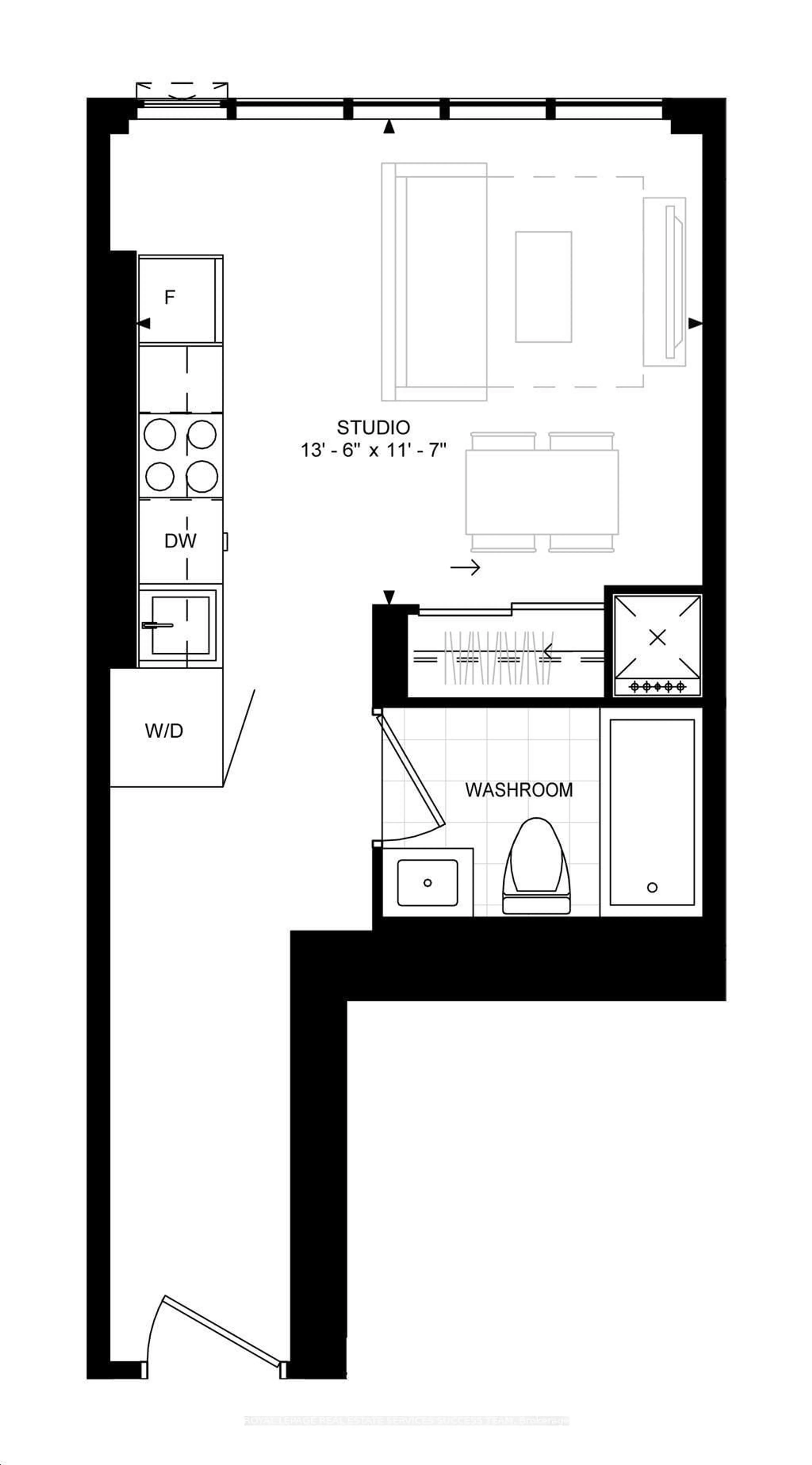 Floor plan for 400 king St #2029, Toronto Ontario M5V 1K2