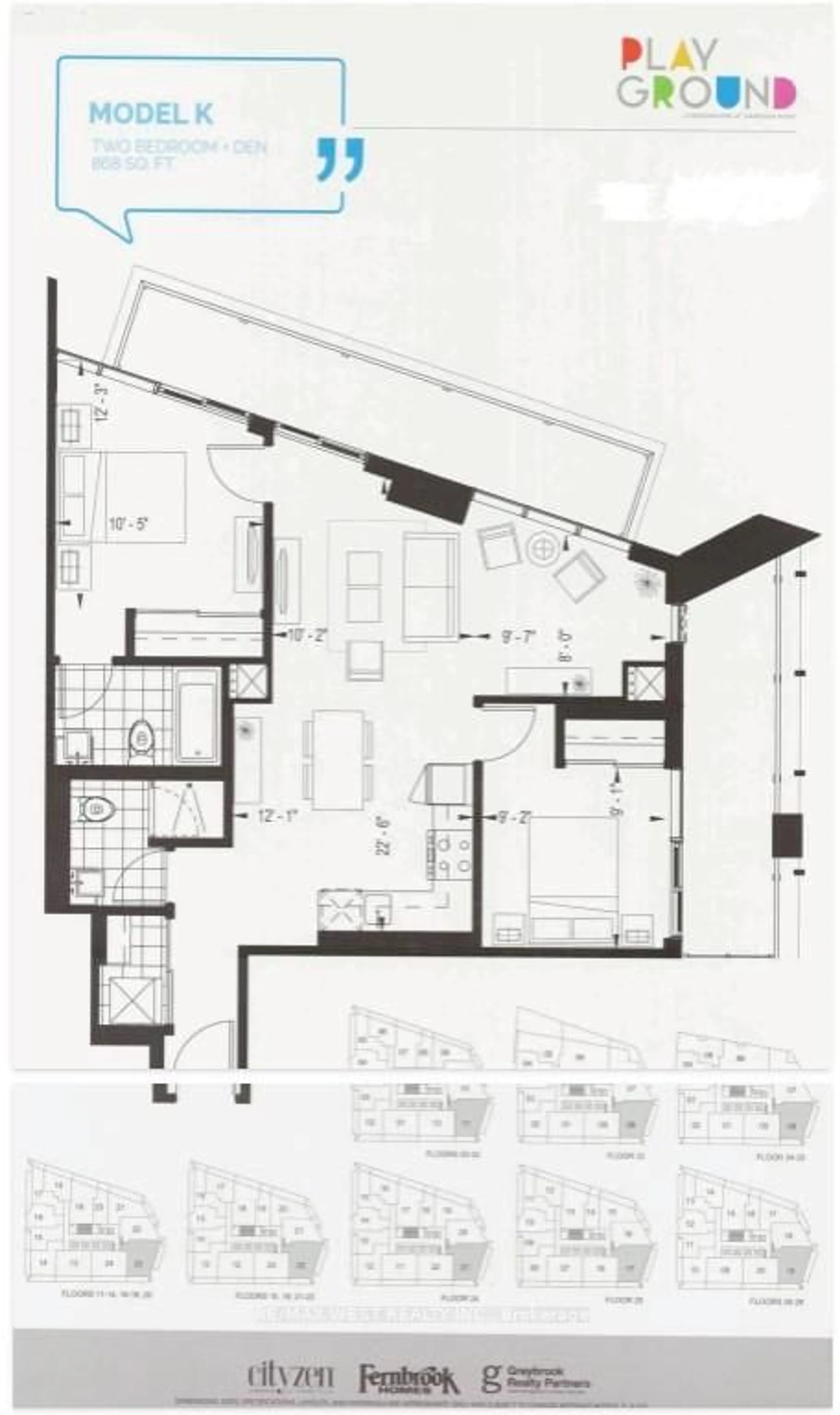 Floor plan for 50 Ordnance St #1411, Toronto Ontario M6K 1A2