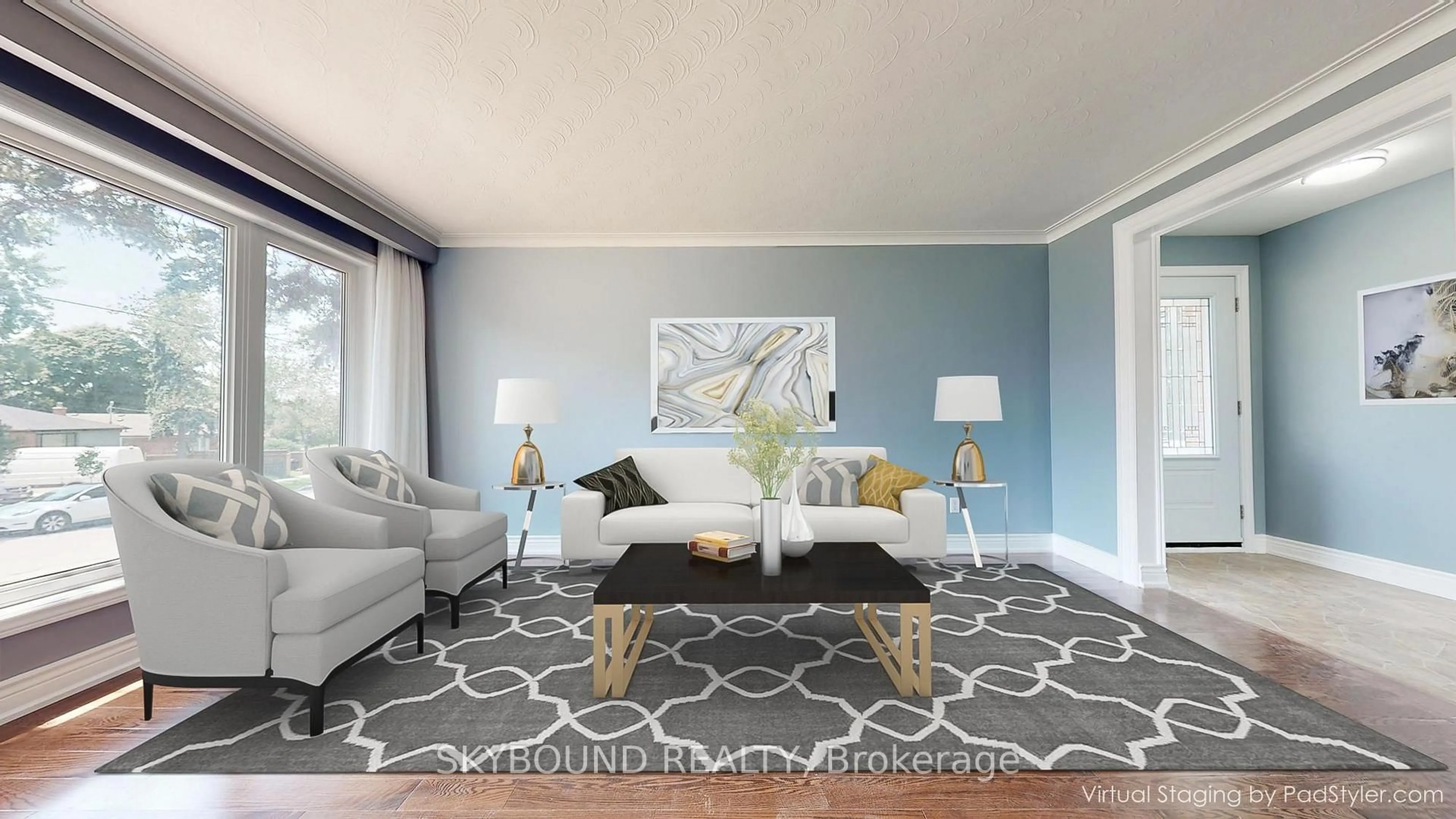 Living room with furniture, carpet floor for 22 Royal Doulton Dr, Toronto Ontario M3A 1N5