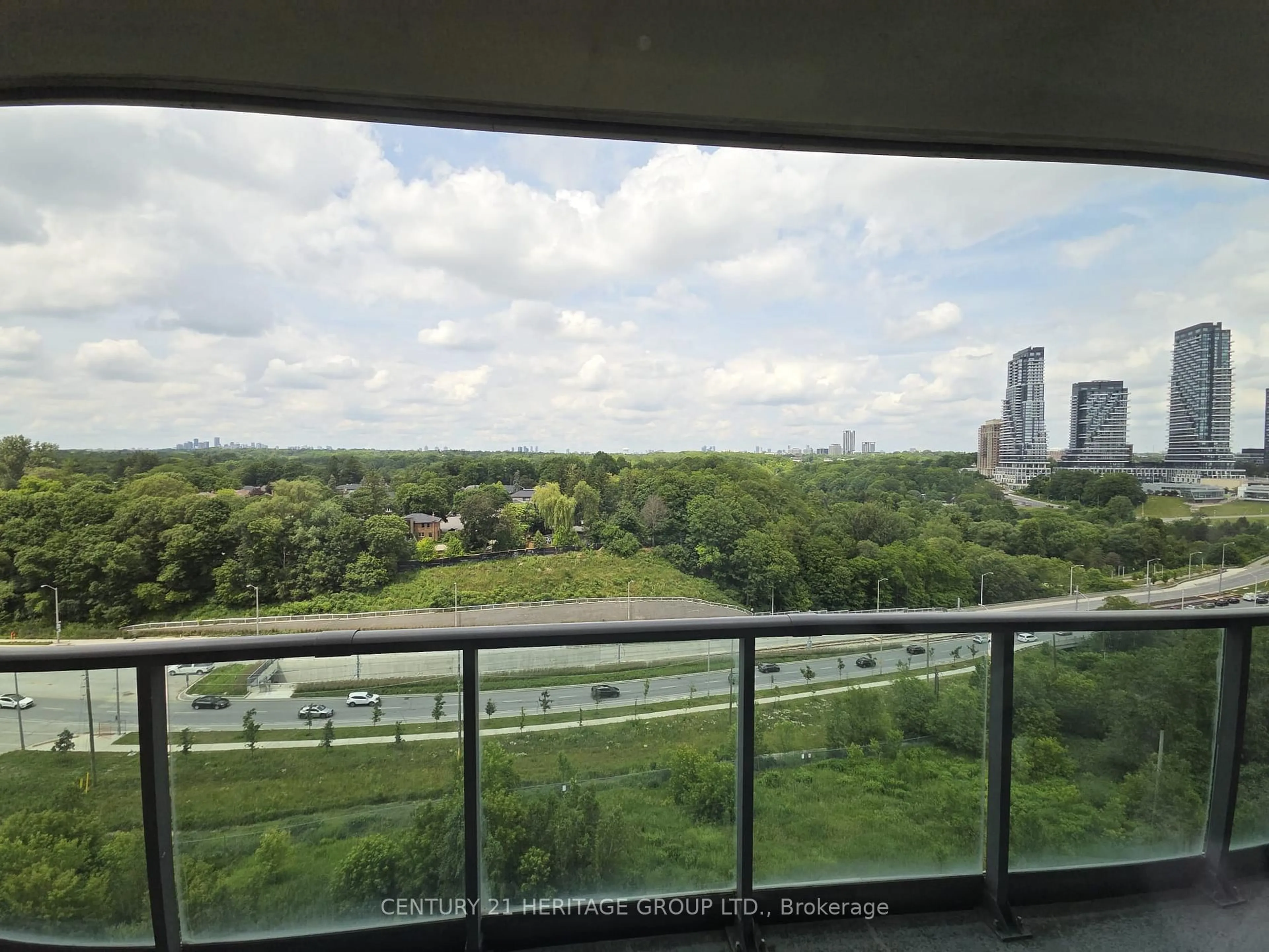 Balcony in the apartment, city buildings view from balcony for 35 Brian Peck Cres #805, Toronto Ontario M4G 0A5
