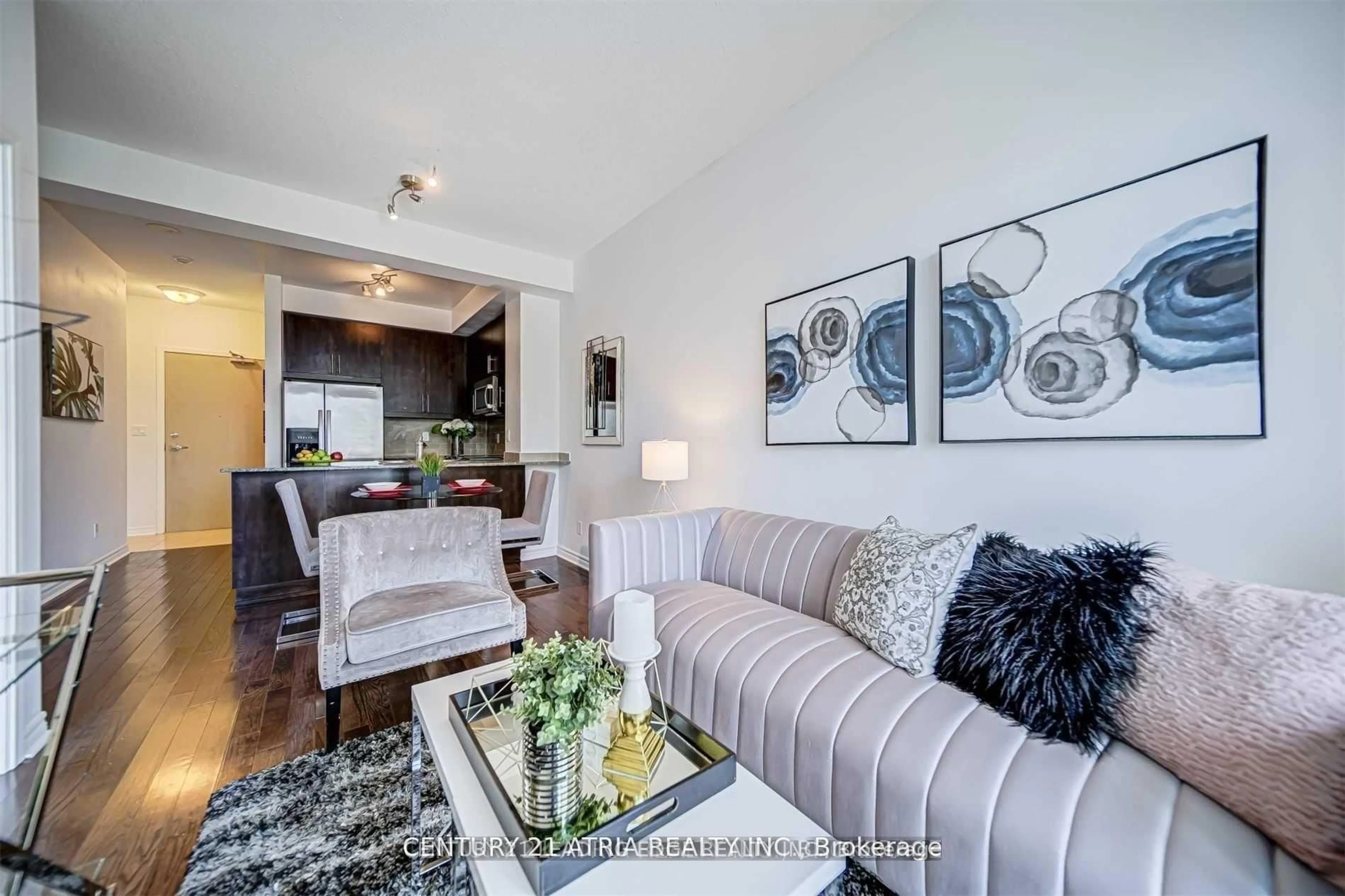 Living room with furniture, wood/laminate floor for 18 Holmes Ave #1109, Toronto Ontario M2N 0E1