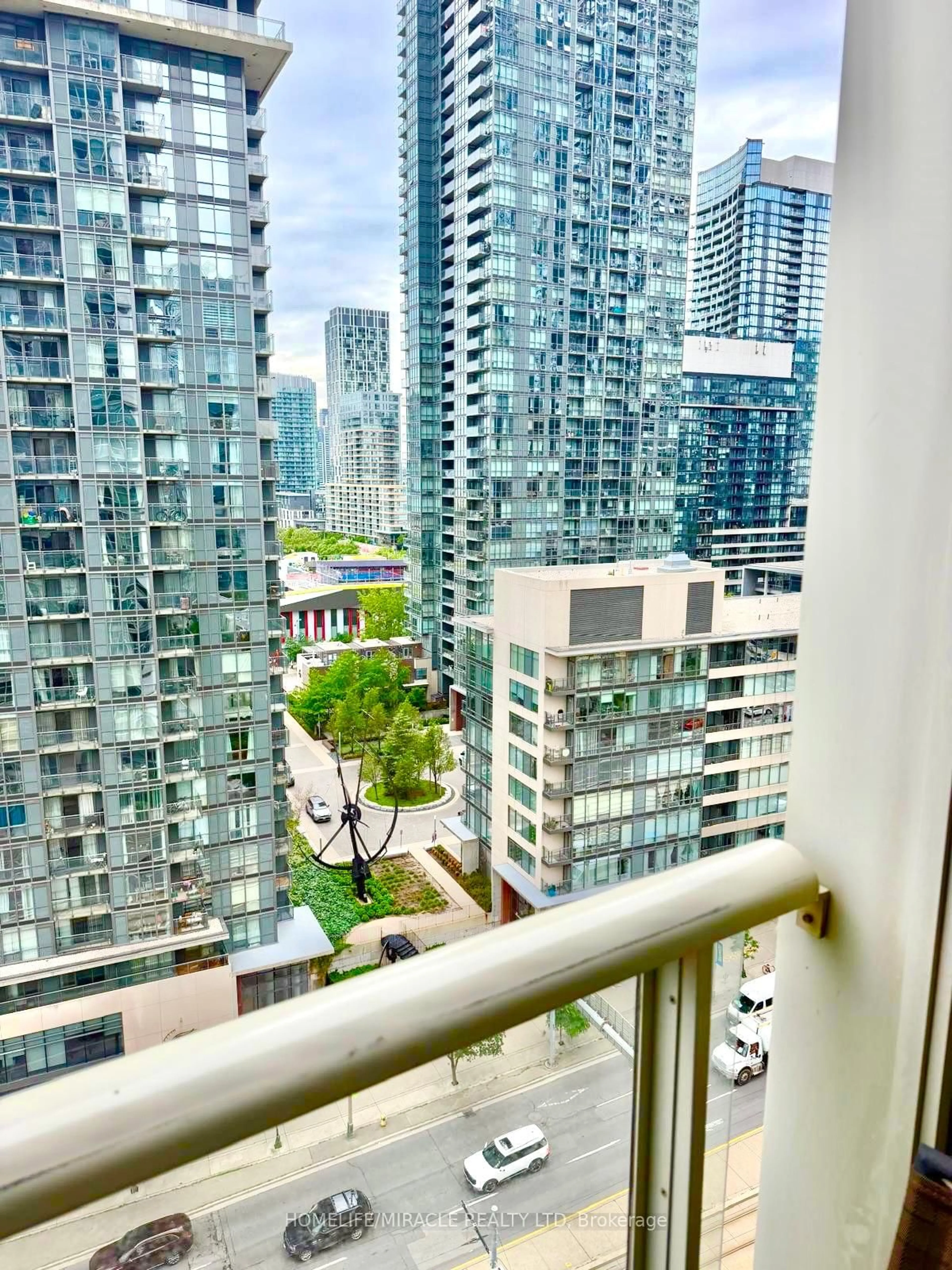 Balcony in the apartment, city buildings view from balcony for 35 Mariner Terr #1601, Toronto Ontario M5V 3V9