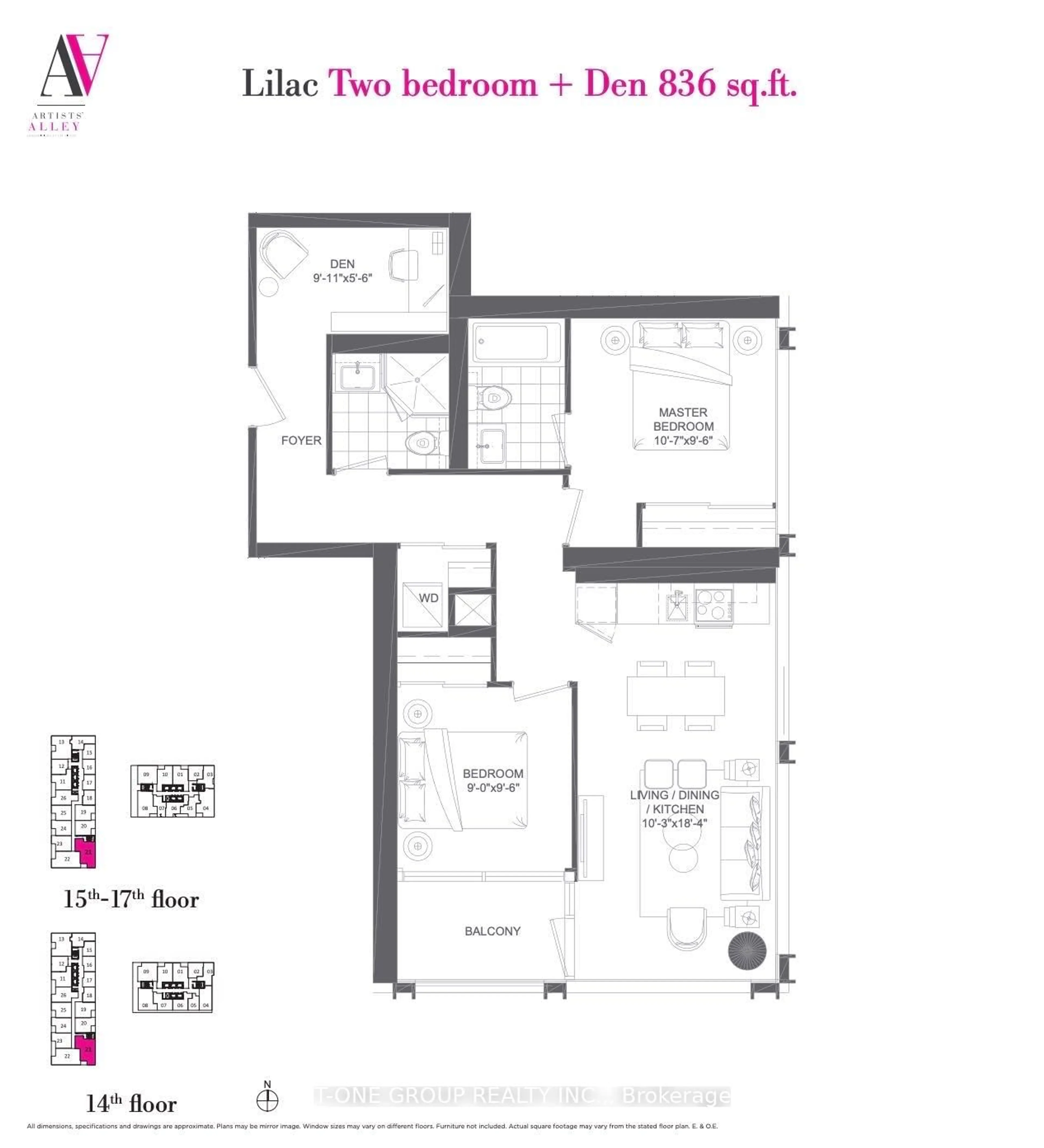 Floor plan for 121 St. Patrick St #1421, Toronto Ontario M5T 0B8