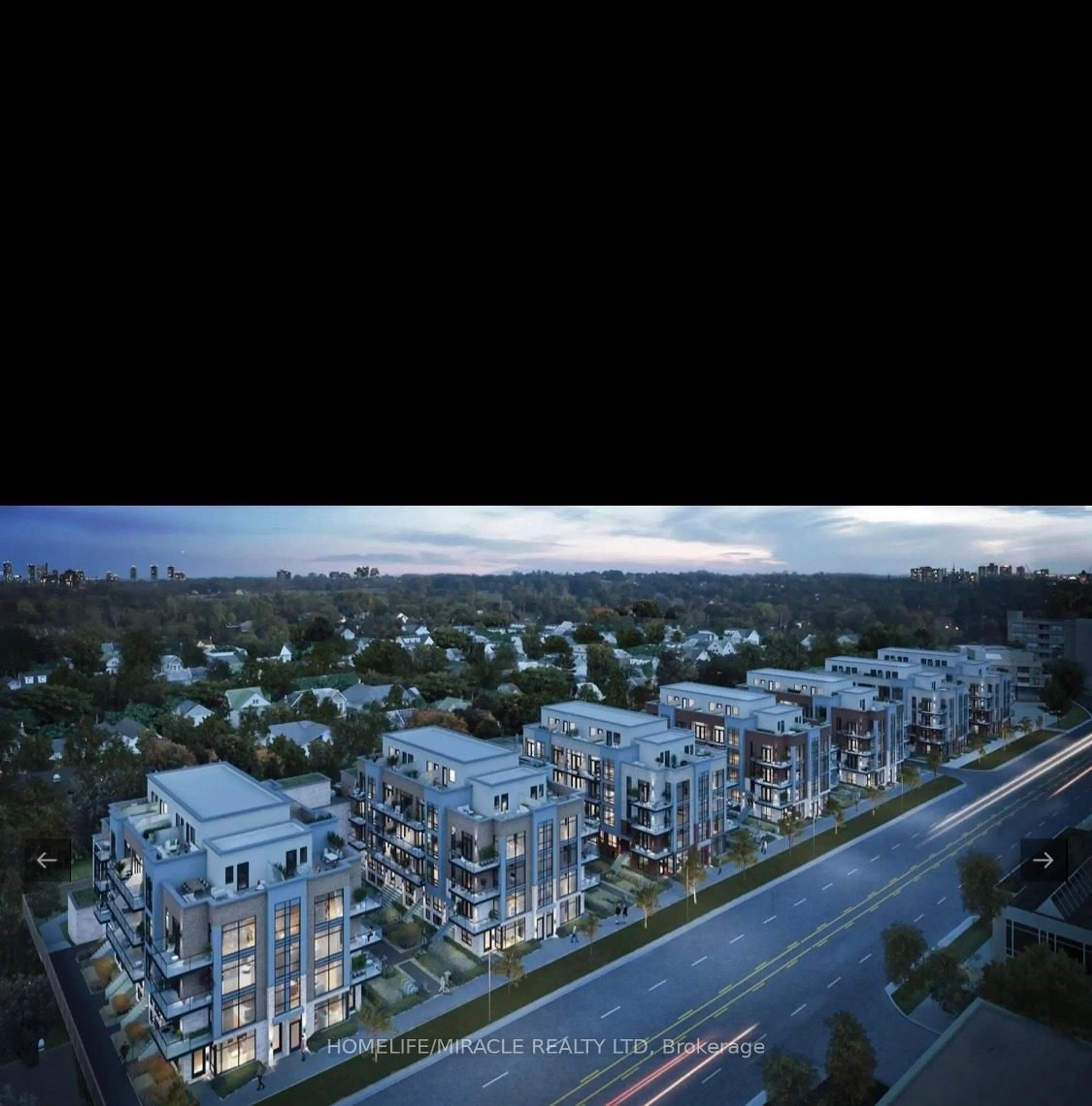 A pic from outside/outdoor area/front of a property/back of a property/a pic from drone, city buildings view from balcony for 861 Sheppard Ave #61 BlkB, Toronto Ontario M3H 0E9