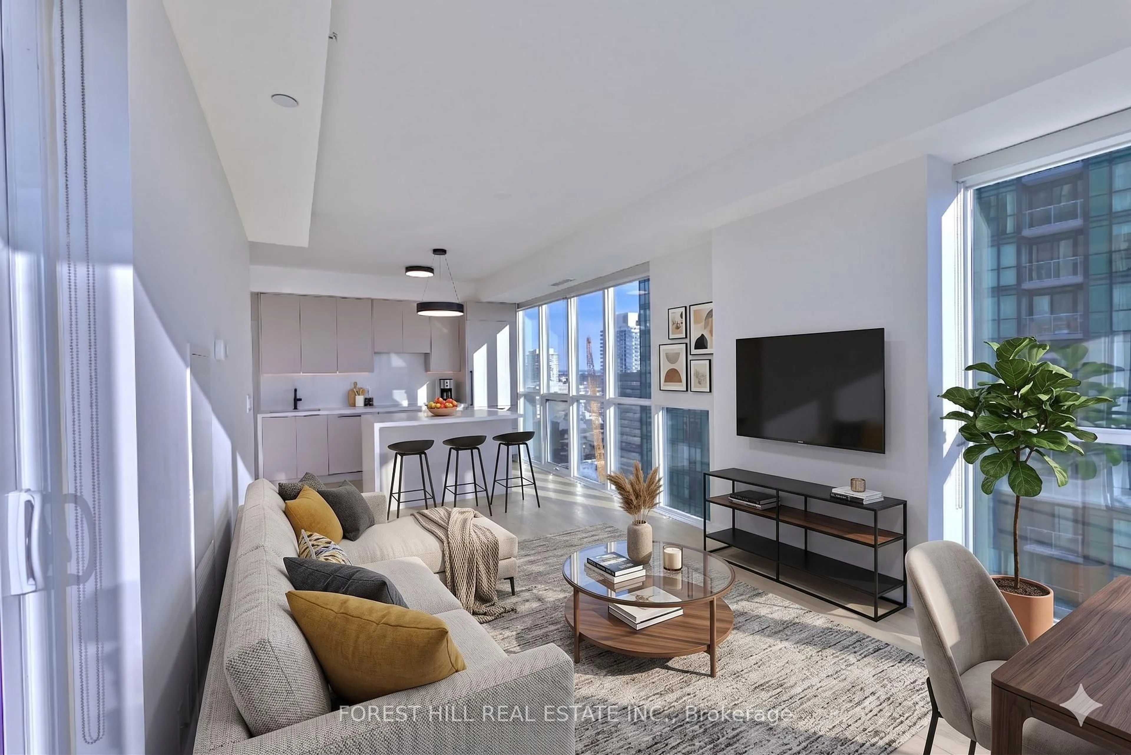 Living room with furniture, unknown for 11 Bogert Ave #2502, Toronto Ontario M2N 0H4