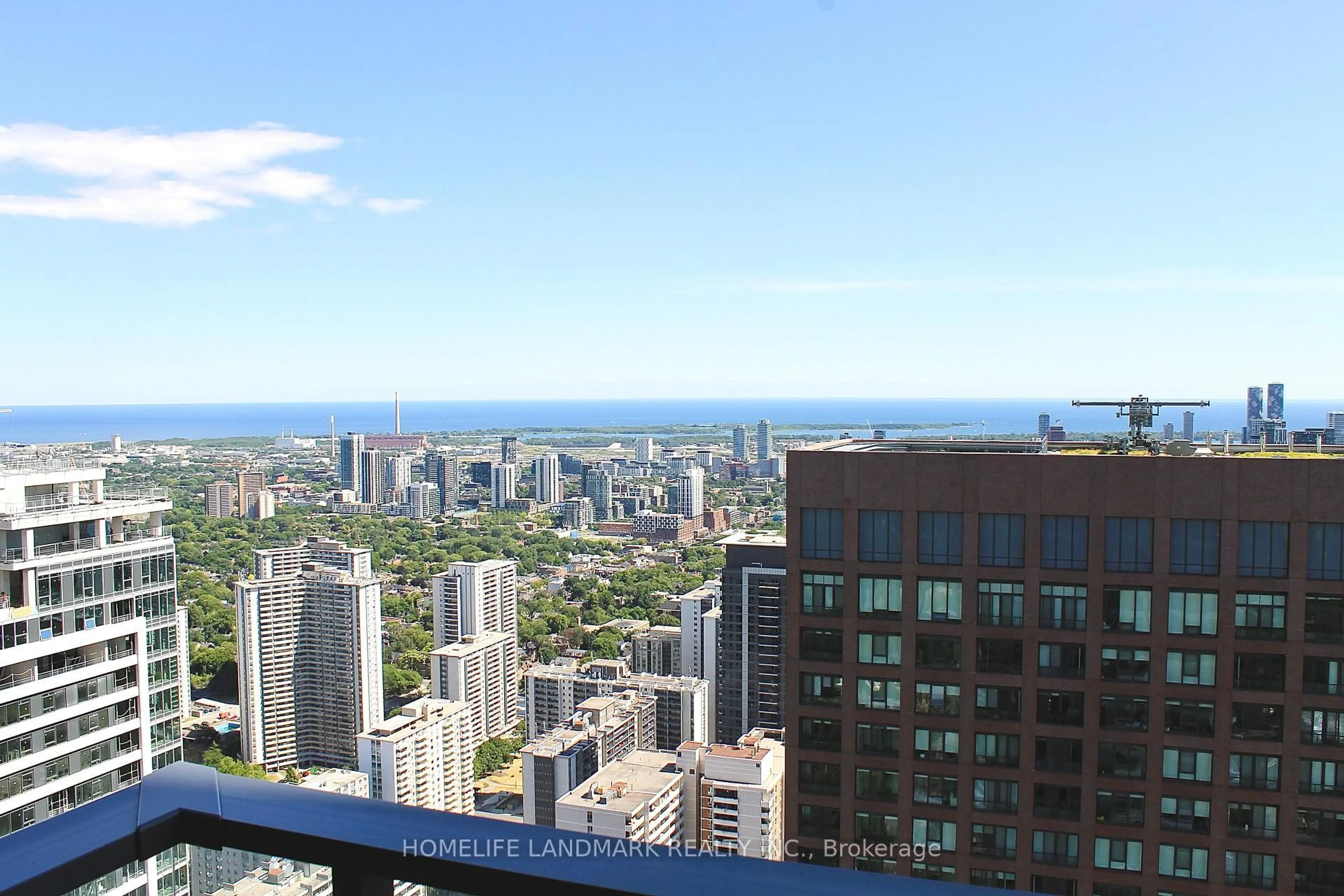 Balcony in the apartment, city buildings view from balcony for 395 Bloor St #5511, Toronto Ontario M4W 0B4