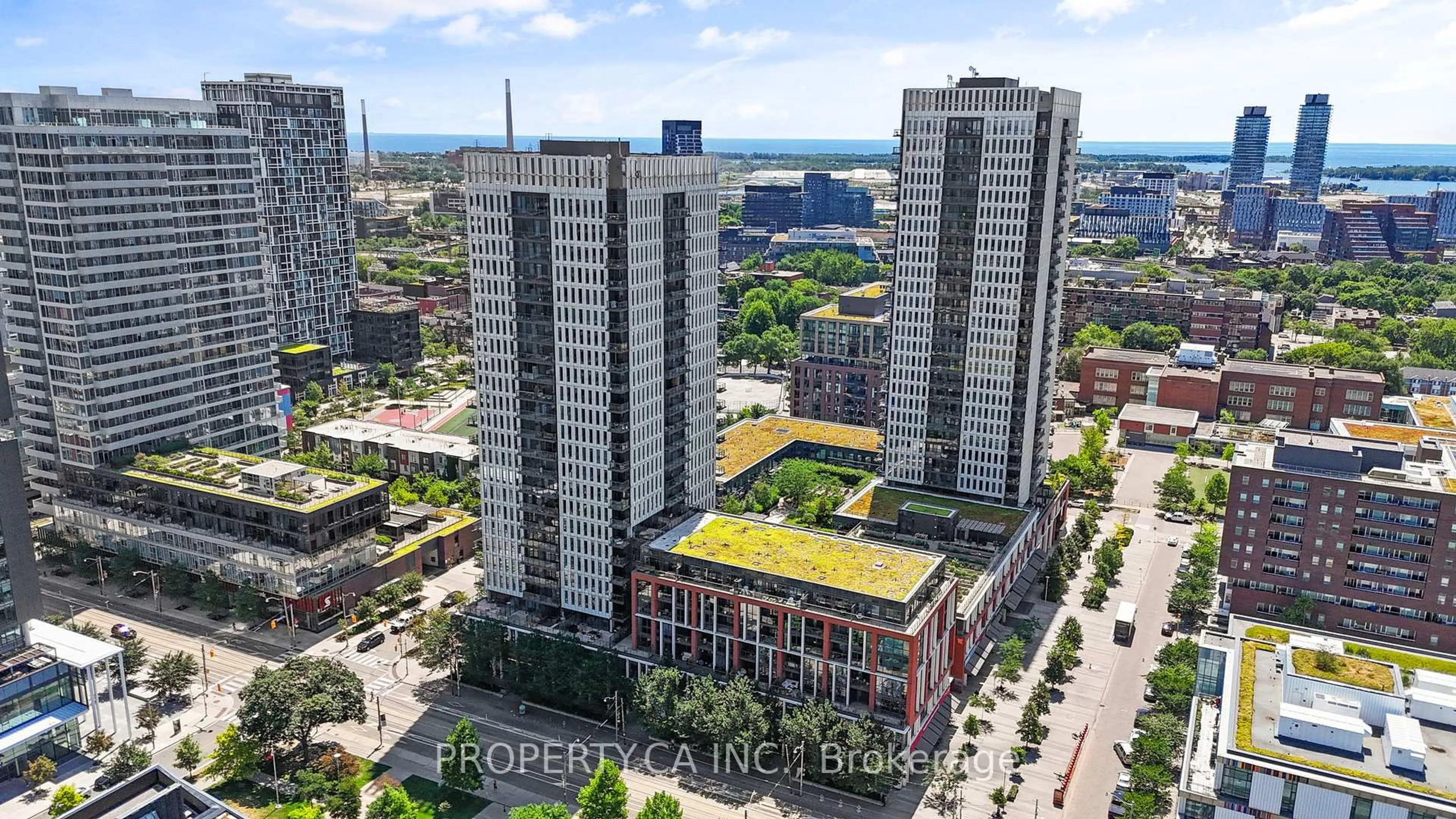 A pic from outside/outdoor area/front of a property/back of a property/a pic from drone, city buildings view from balcony for 170 Sumach St #2212, Toronto Ontario M5A 0C3