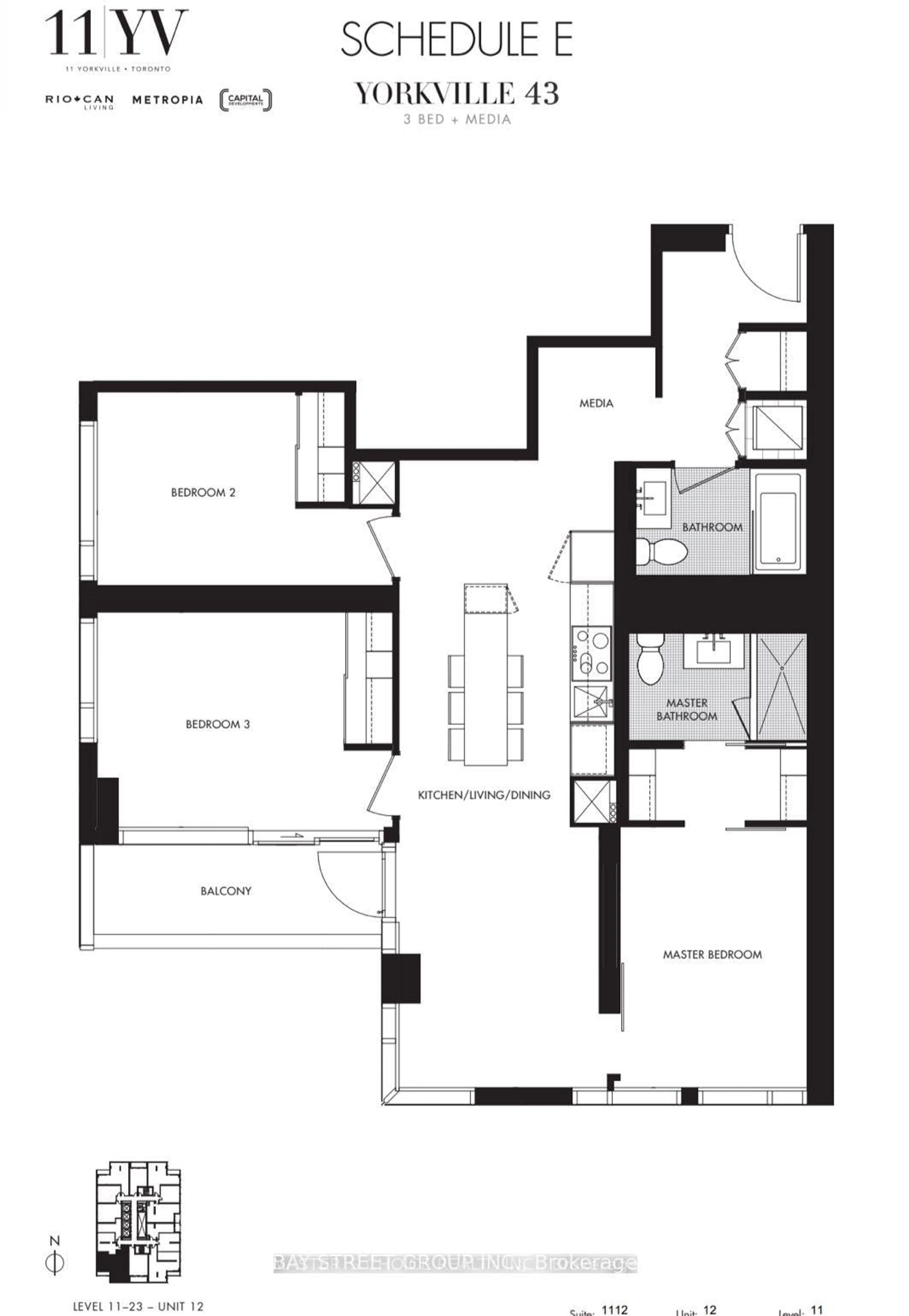 Floor plan for 11 Yorkville Ave #2312, Toronto Ontario M4W 0B7