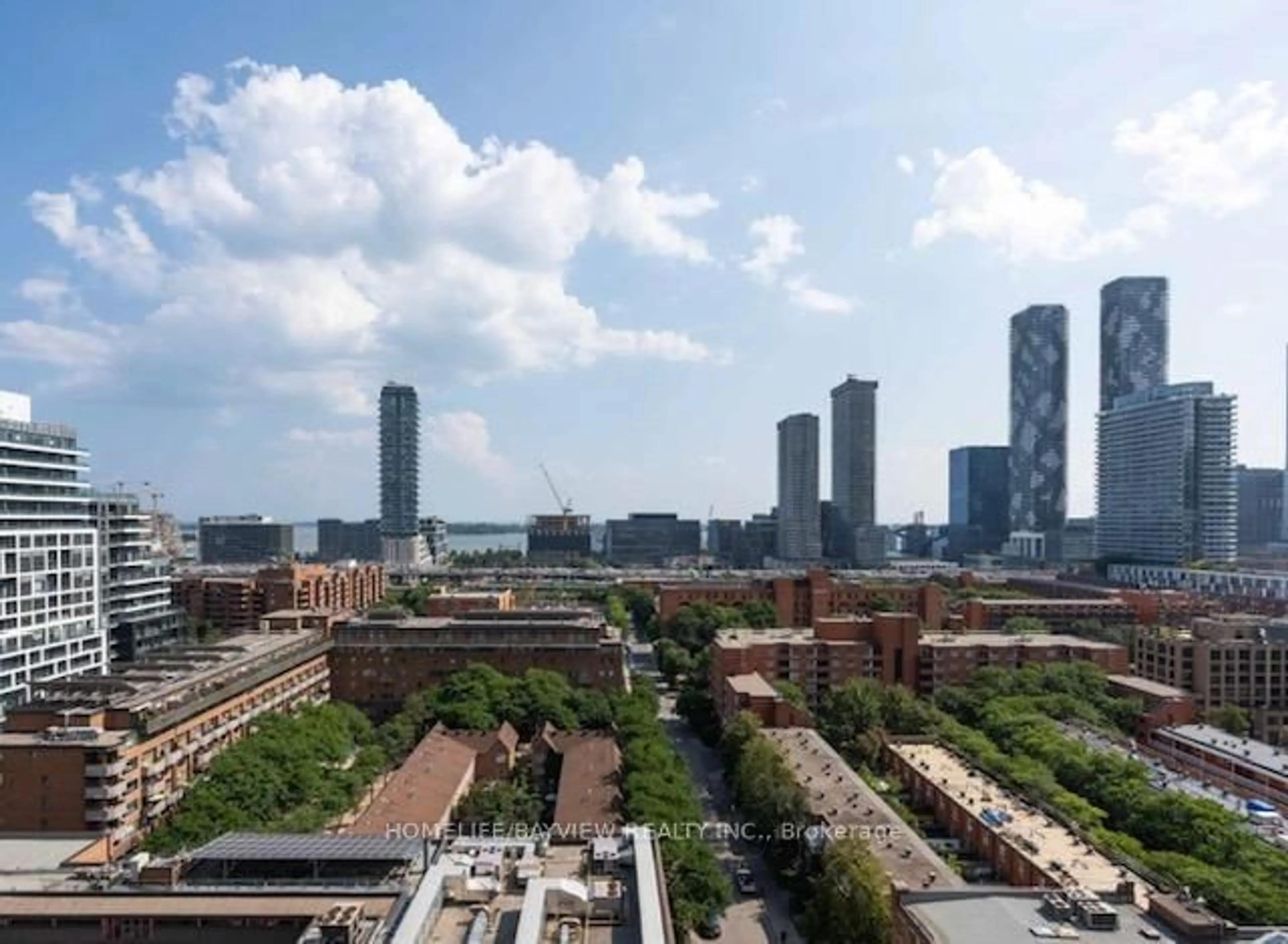A pic from outside/outdoor area/front of a property/back of a property/a pic from drone, city buildings view from balcony for 158 Front St #1402, Toronto Ontario M5A 0K9