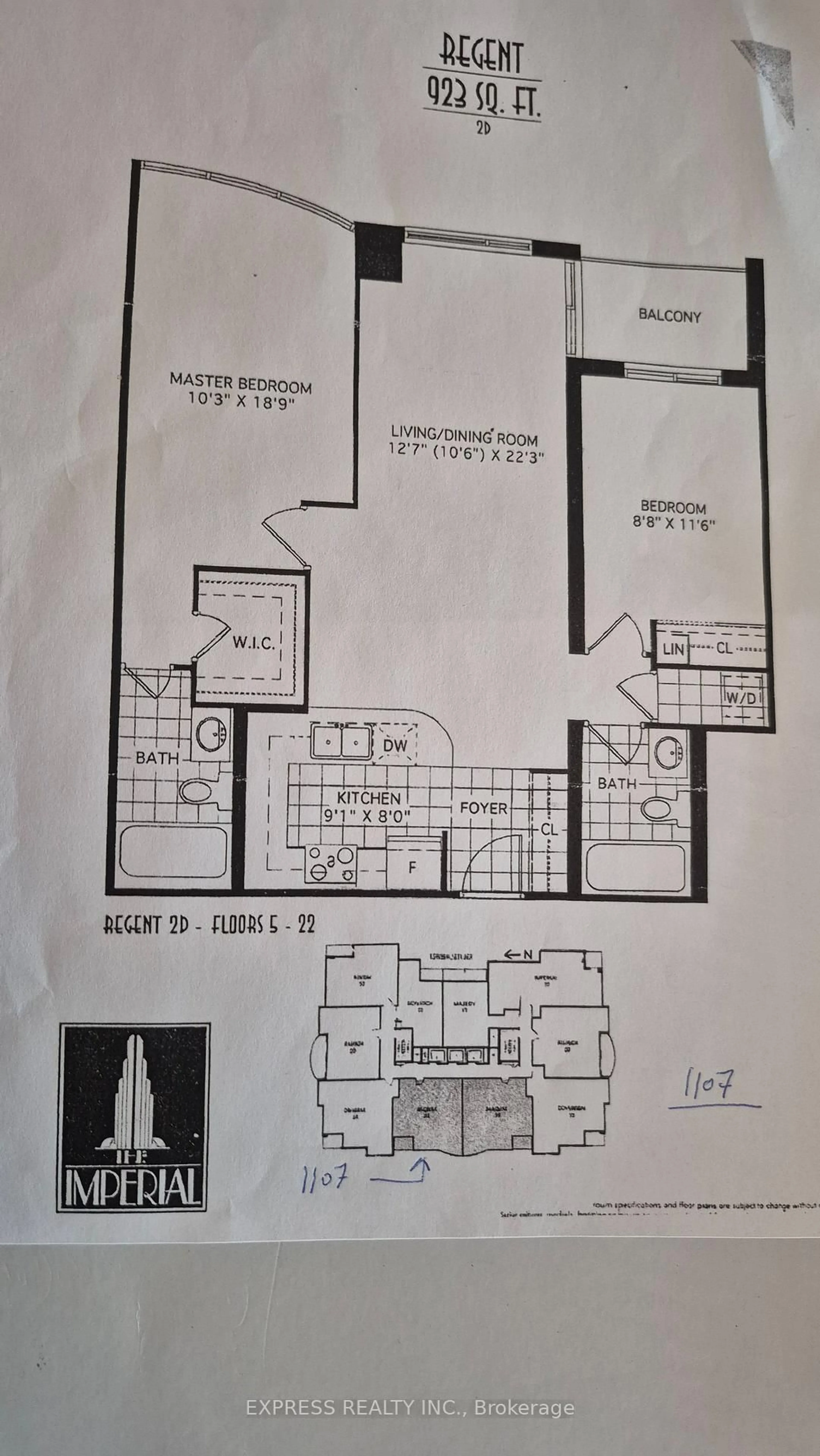 Floor plan for 256 Doris Ave #1107, Toronto Ontario M2N 6X8