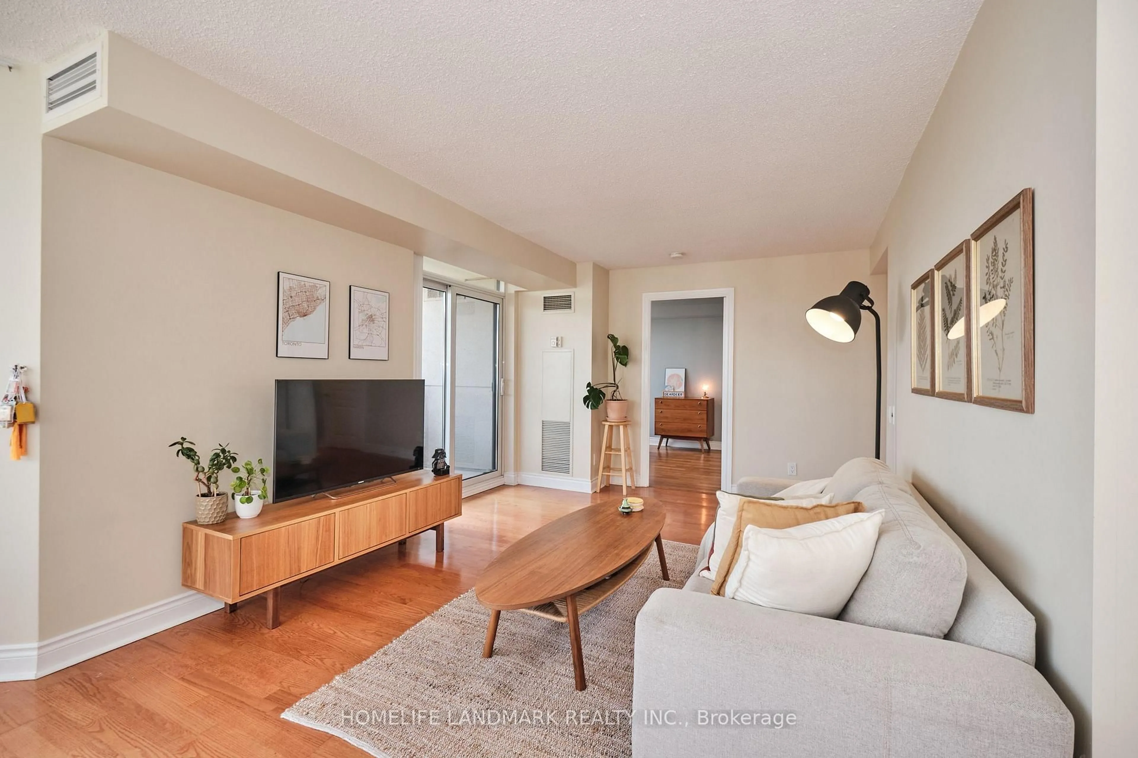 Living room with furniture, wood/laminate floor for 15 Northtown Way #2119, Toronto Ontario M2N 7A2