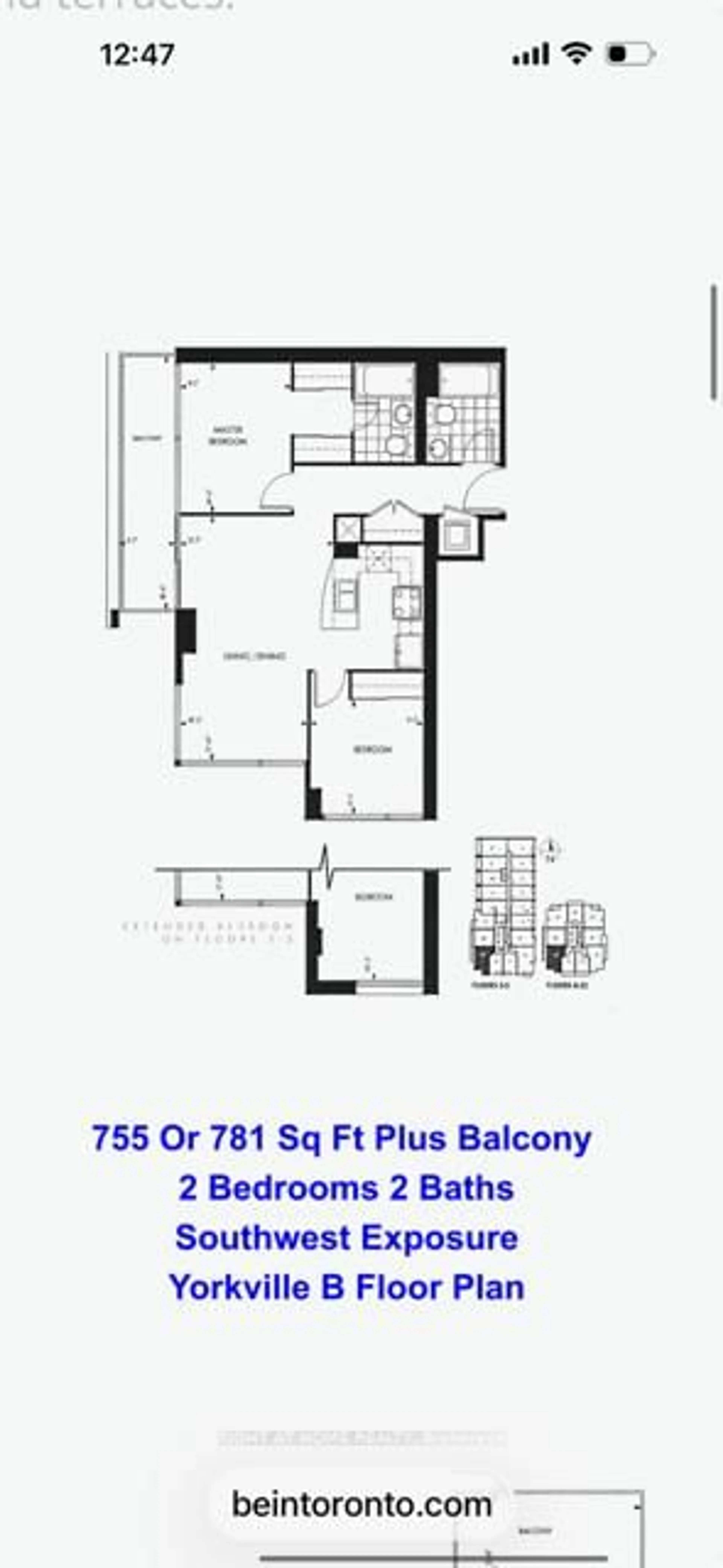 Floor plan for 18 Yorkville Ave #305, Toronto Ontario M4W 3Y8