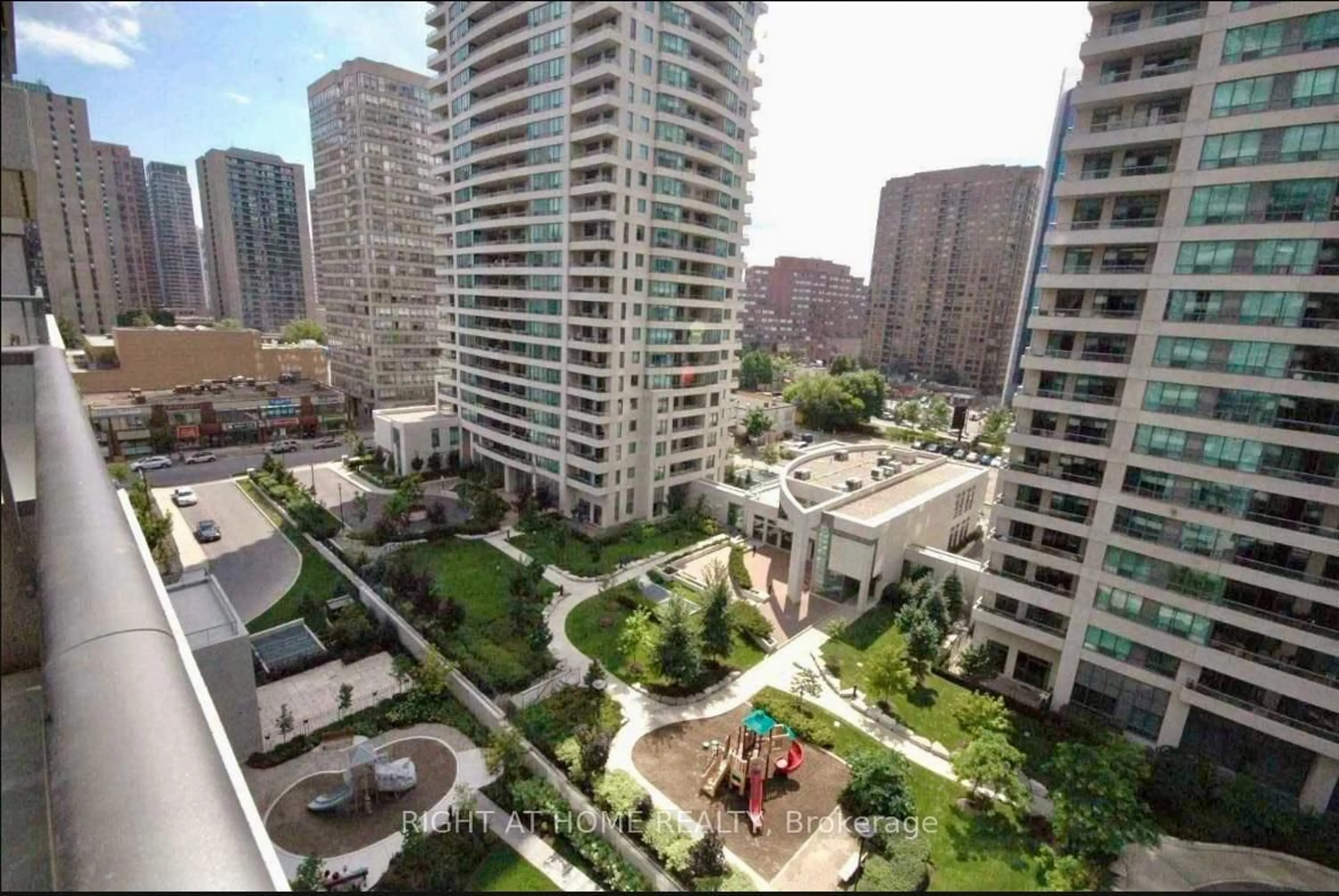 Patio, city buildings view from balcony for 35 Hollywood Ave #1116, Toronto Ontario M2N 0A9