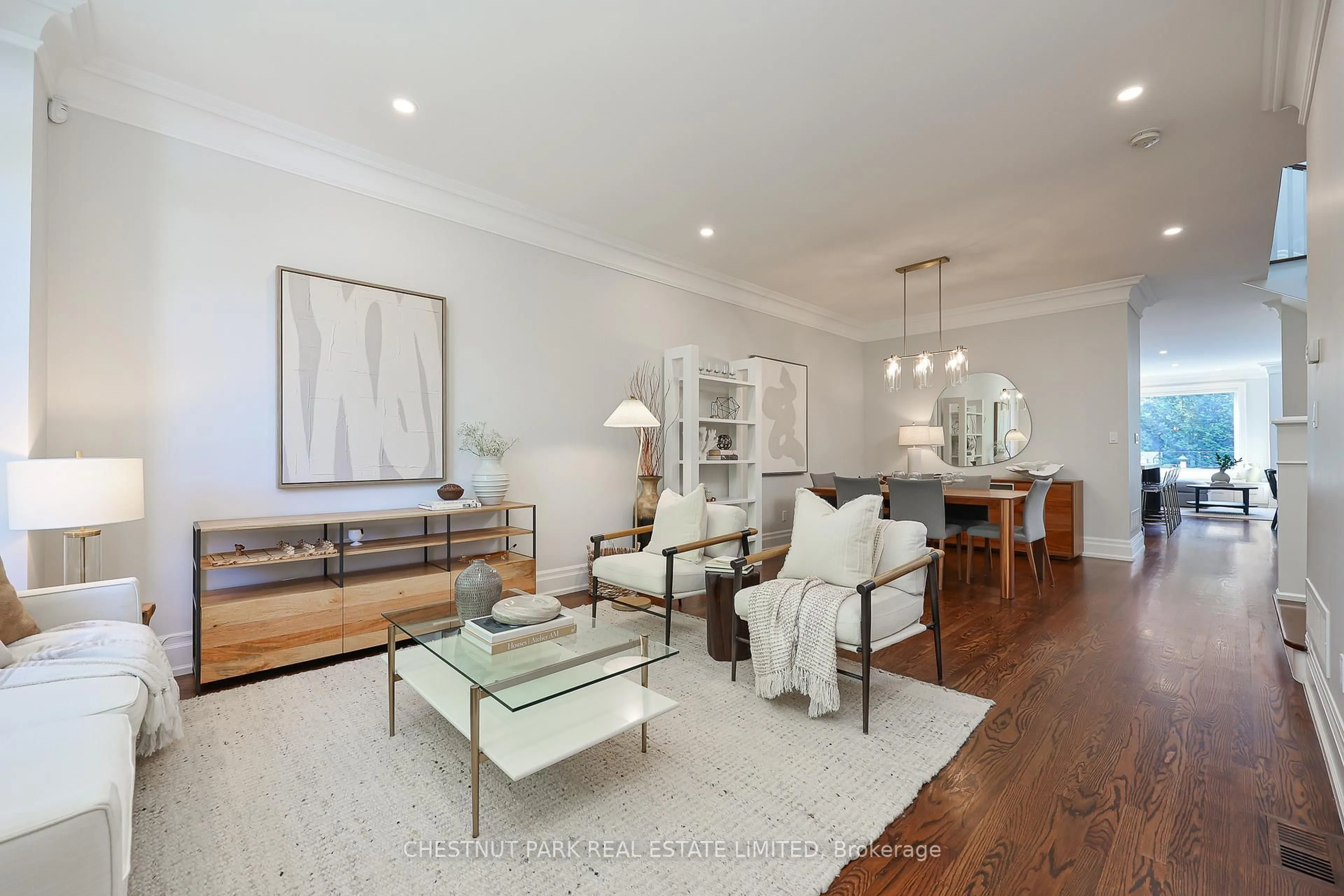 Living room with furniture, wood/laminate floor for 141 Wanless Ave, Toronto Ontario M4N 1W3